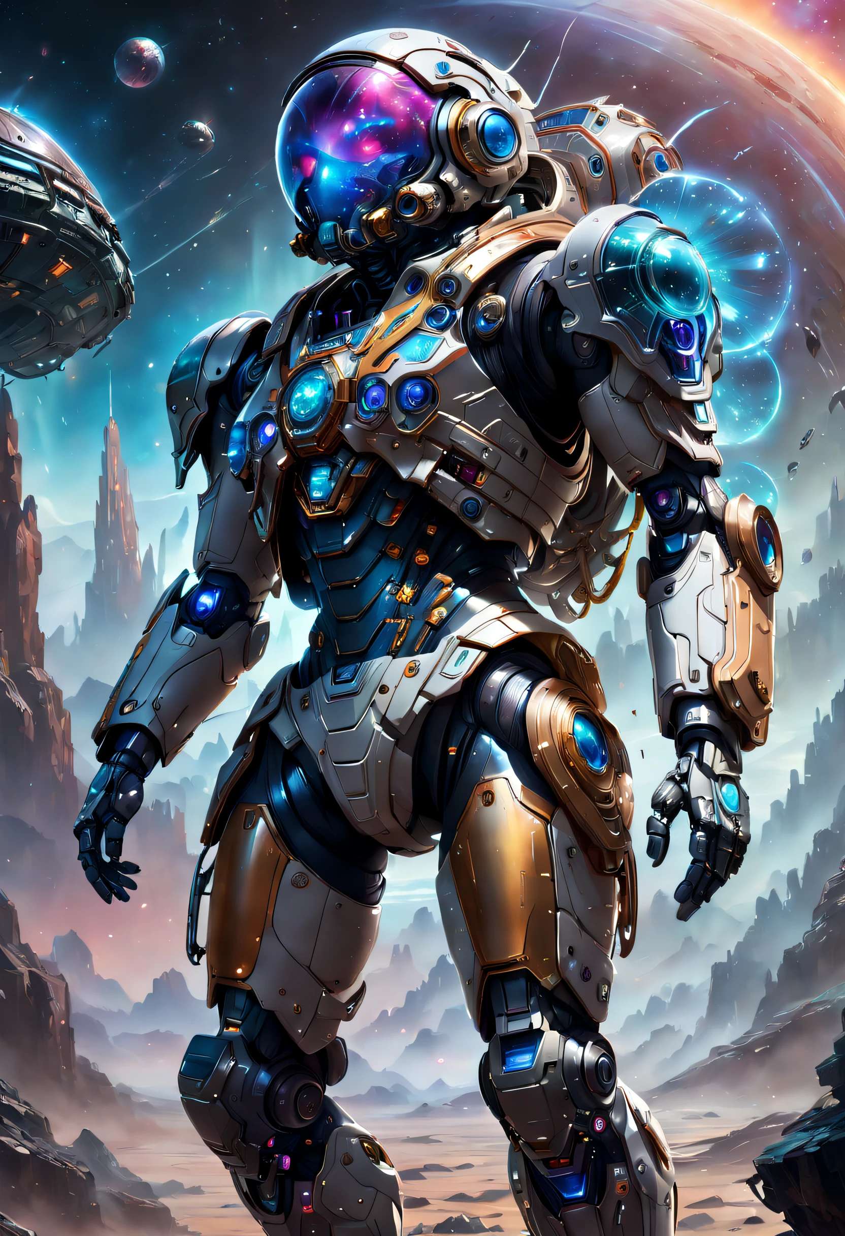 Heavily armed Chinese astronauts fell from the sky,Climb aboard a crystal asteroid,Interstellar,Endless space,ssee-through,depth of fields,((Masterpiece)),(Best quality)),Magnificent space image scene,Beautiful and colorful crystals,surrealism, Super detail, ccurate, Best quality, hyper HD, Masterpiece, Anatomically correct, A high resolution, 16k,(Best quality,4K,8K,A high resolution,Masterpiece:1.2),Ultra-detailed,Realistic,Translucent ethereal mechanical astronaut,futuristic astronaut,Mechanical joints,Futuristic space background,Beautiful sci-fi art, Science-fi digital art illustration, Digital cyberpunk art, science fiction digital painting, futuristic digital painting, futuristic concept art, Interstellar landscape before a sci-fi film, science fiction digital art, Advanced digital cyberpunk art, Fantastic cyberpunk warrior