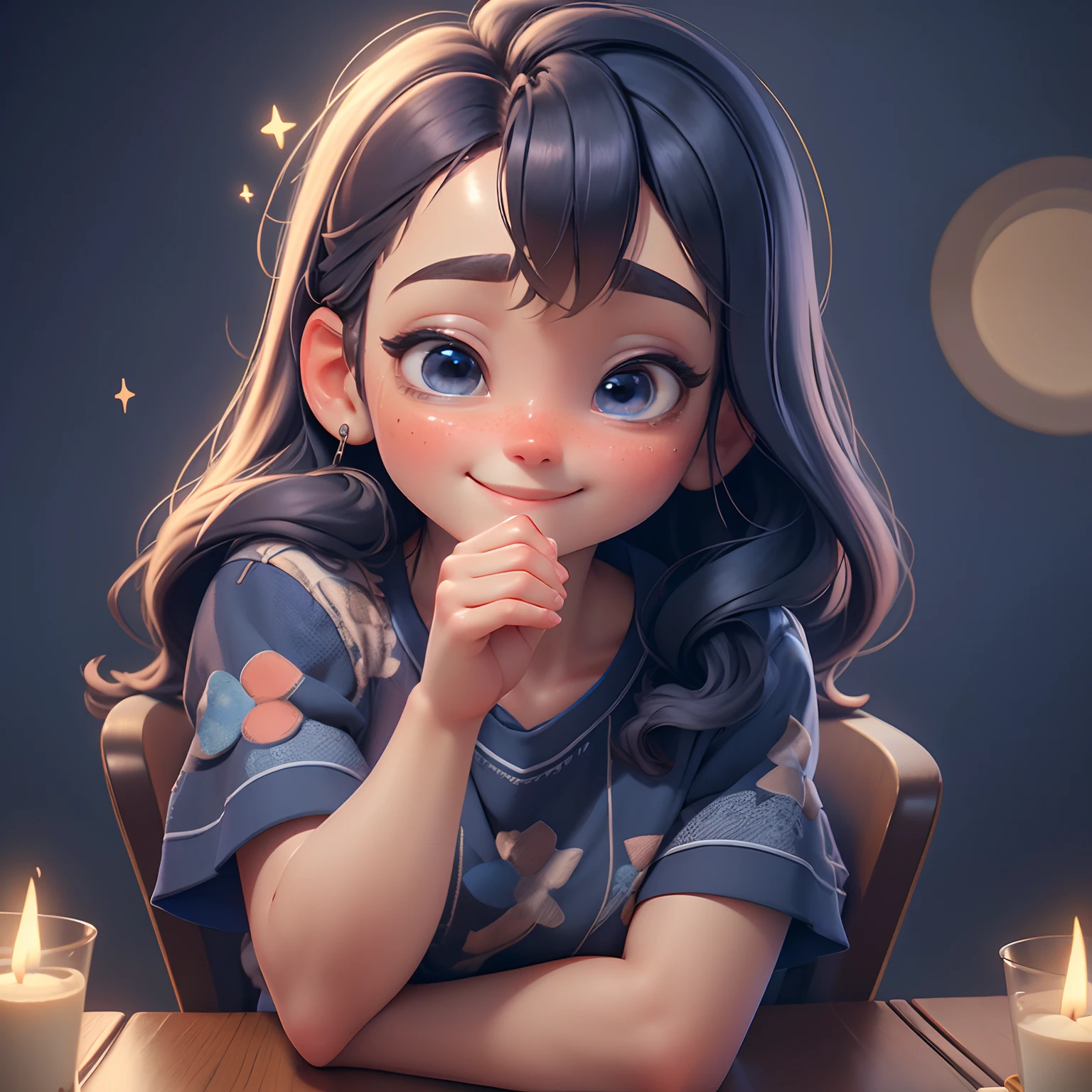 happy 14th birrthday, match sticks, warm lovely atmosphere, bright theme, blue theme , kindness, clear focus (clutter - house: 0.8), (masterpiece: 1.2) (Realistic: 1.2) (Bokeh) (Best quality) (Detailed skin: 1.3) (Intricate details) (8K) (Detail eyes) (Sharp focus), (Happy)