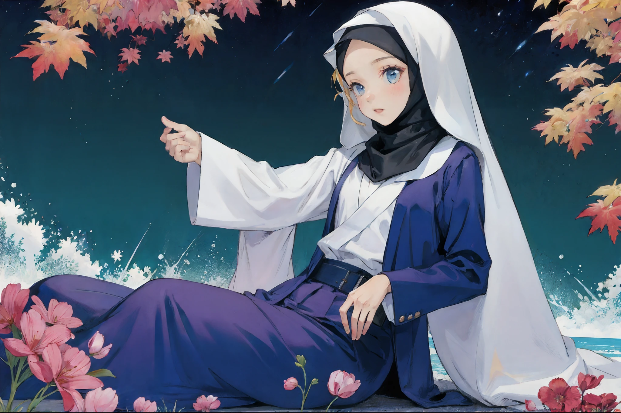 Girl, hijab, satin,