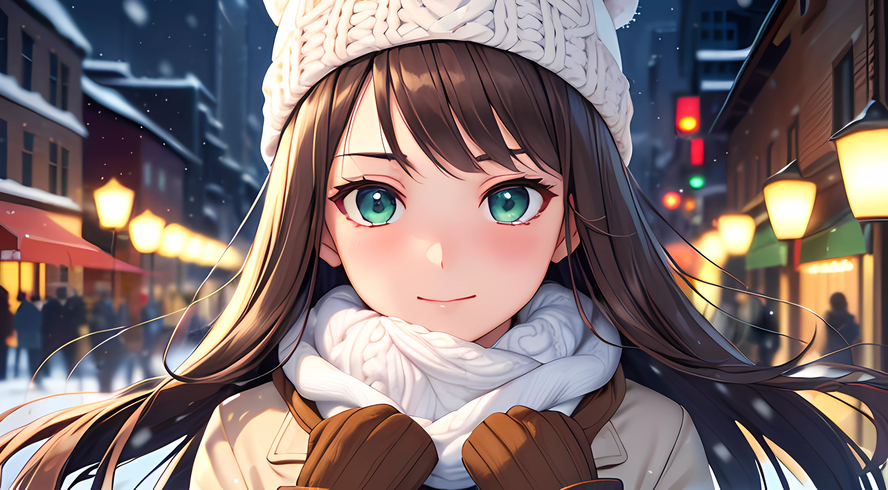 anegasaki nene、Shiny brown hair, short hair, (Beautiful brown eyes、Sparkling eyes, Fine grain)、smile、Ultra-detailed eyes、Highly detailed face, Highly detailed eyes,
(Tabletop:1.4, Highest quality、とてもキュートなsmileを持つ、Very attractive adult beauty:1.4、Add strong highlights to the eyes:1.4、Please look closely at the camera、Place your right hand on your chest、A beautiful woman with adult charm:1.4),One Girl, solo, light brown shiny hair, Scarf,Santa Claus is:1.4,Realistic, Looking at the audience,
, Short shiny hair, Santa Claus Star Neck Knit、 A red and white Santa Claus costume with a turtleneck and a round hole in the center of the chest:1.4,Sexy red and white turtleneck knit sweater with round hole in the center of chest:1.4、
Lip gloss:1.4,, Upper body、Big eyes、Eyelashes、Face is a little red:1.4、Embarrassing)、
((Canada's tree-lined streets in winter:1.4))、Big eyes、Give students a very strong highlight:1.4、
Staring at the audience、Very beautiful beauty、Listen carefully:1.4、Long neck:1.4、Smile a little、Beautiful Teeth、Open your mouth and laugh:1.4))、28 years old:1.4、