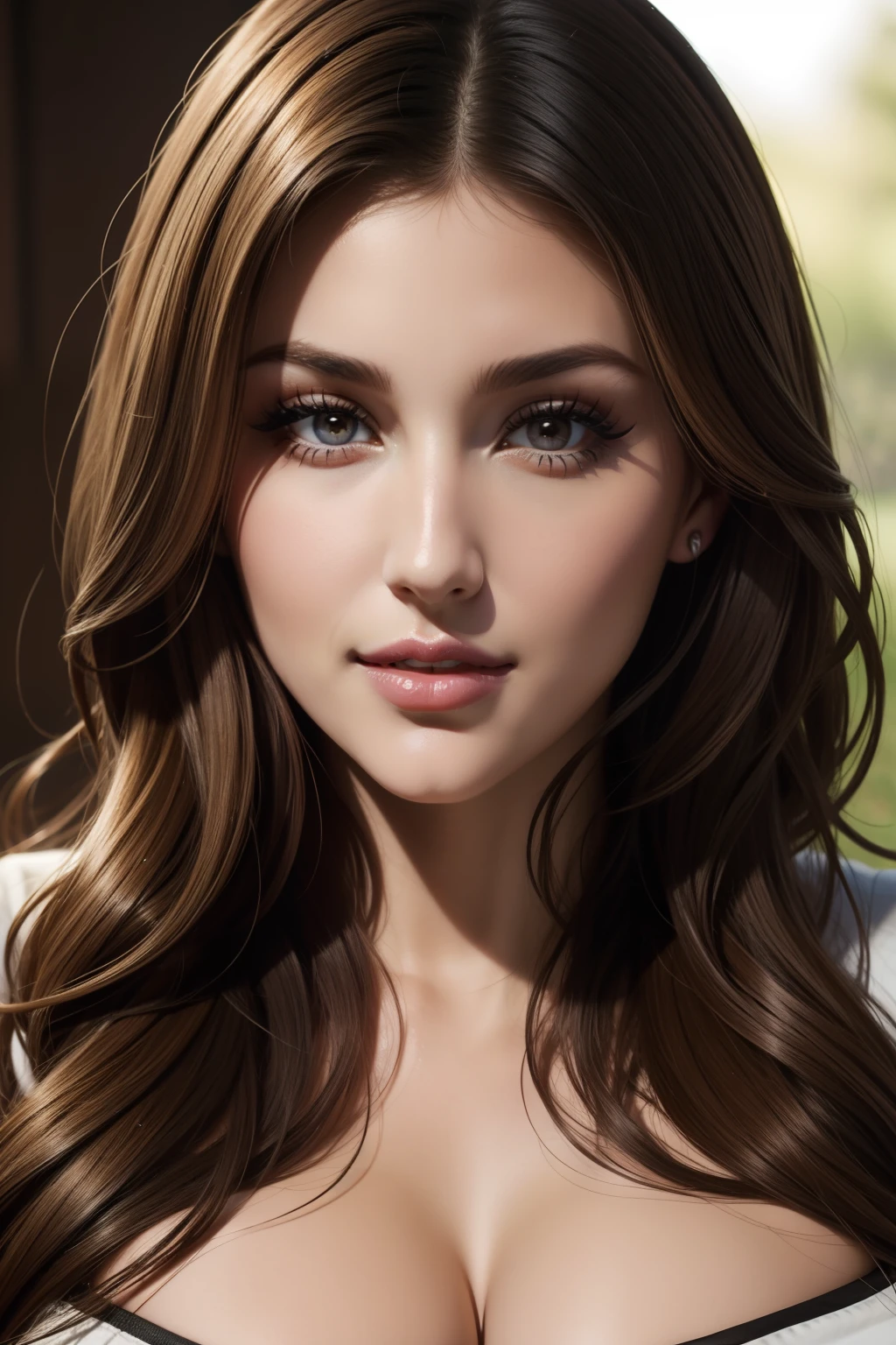 lucy pinder, face portrait, transparent lipstick, smili ng