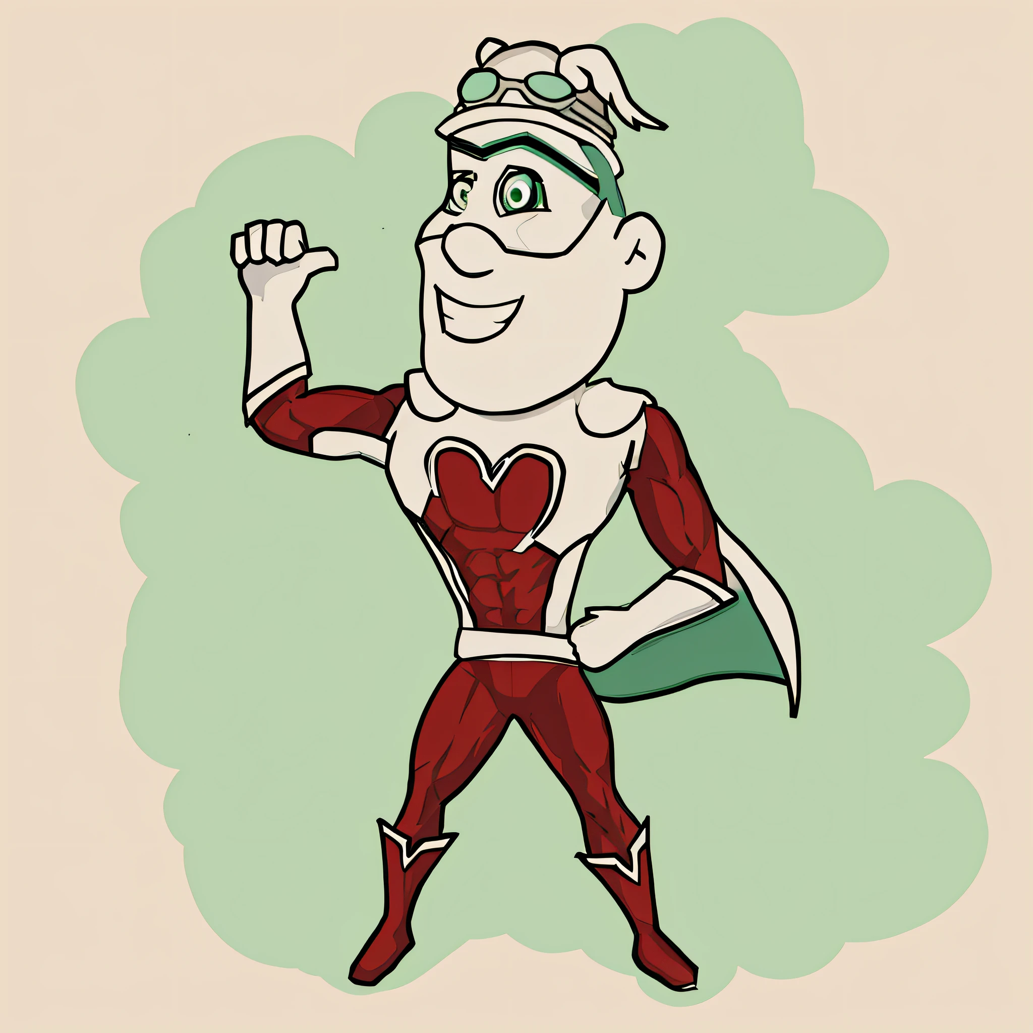 desenho animado de um homem em um traje verde e vermelho com uma capa vermelha, super hero pose, hero action pose, anthropomorphic turtle hero, personagem de quadrinhos, middle aged balding superhero, comic character, full body hero, positing on rock super hero pose, superhero from the boys tv show, superhero with a cat head, super hero, hero character