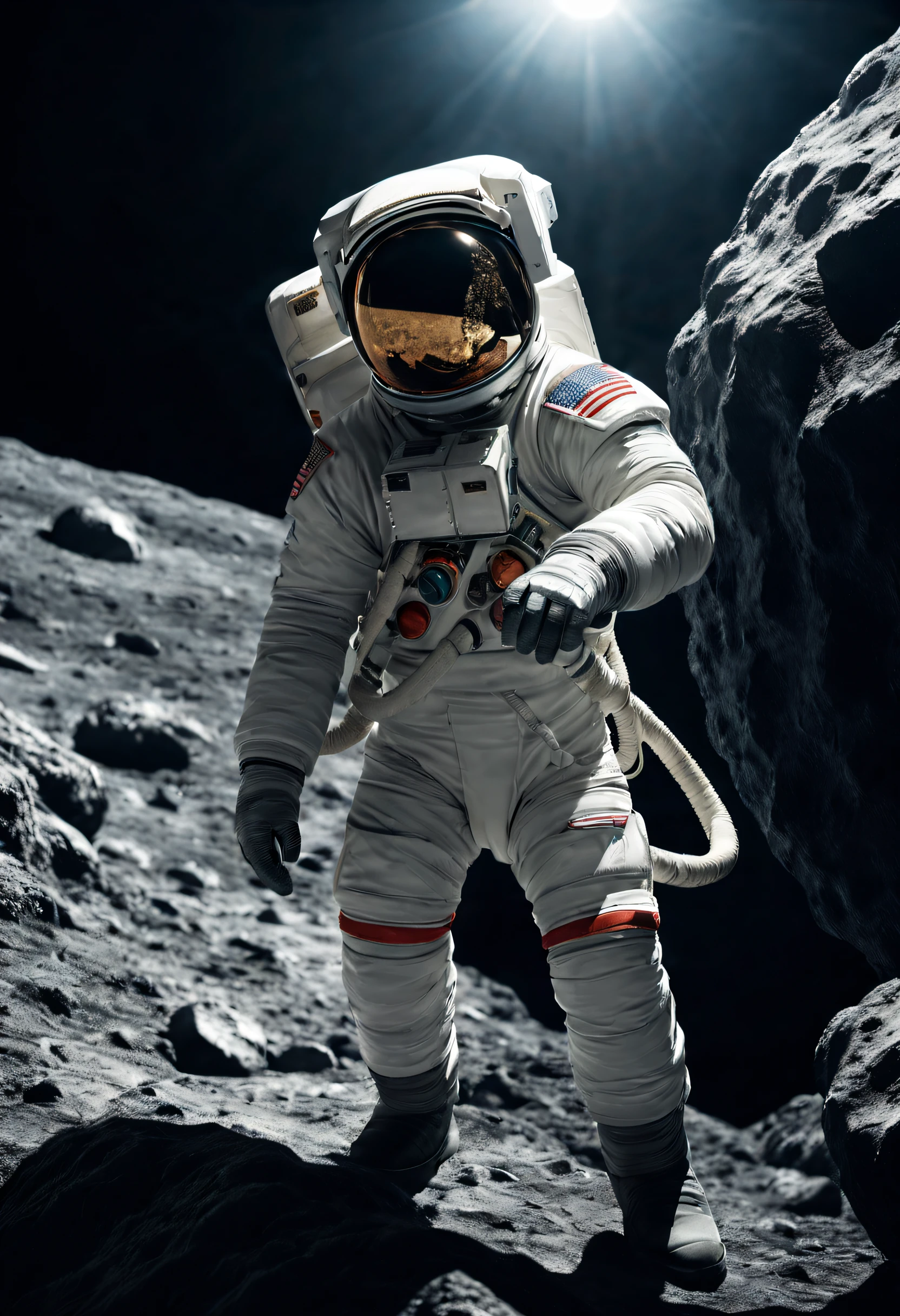 The astronaut，climbing the asteroid