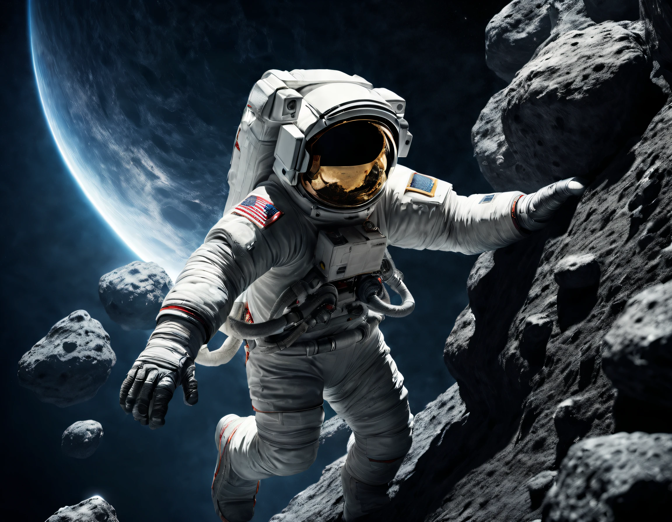 The astronaut，climbing the asteroid