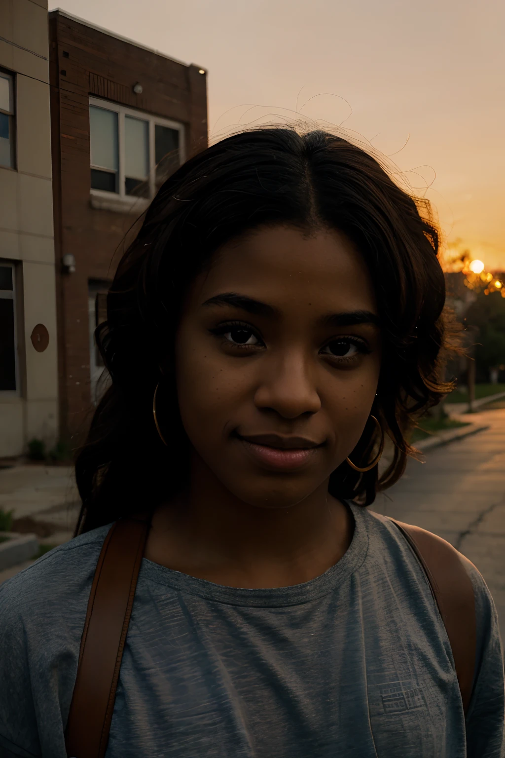 sunset in flint Michigan with a 25 year old black kid looking hopeful