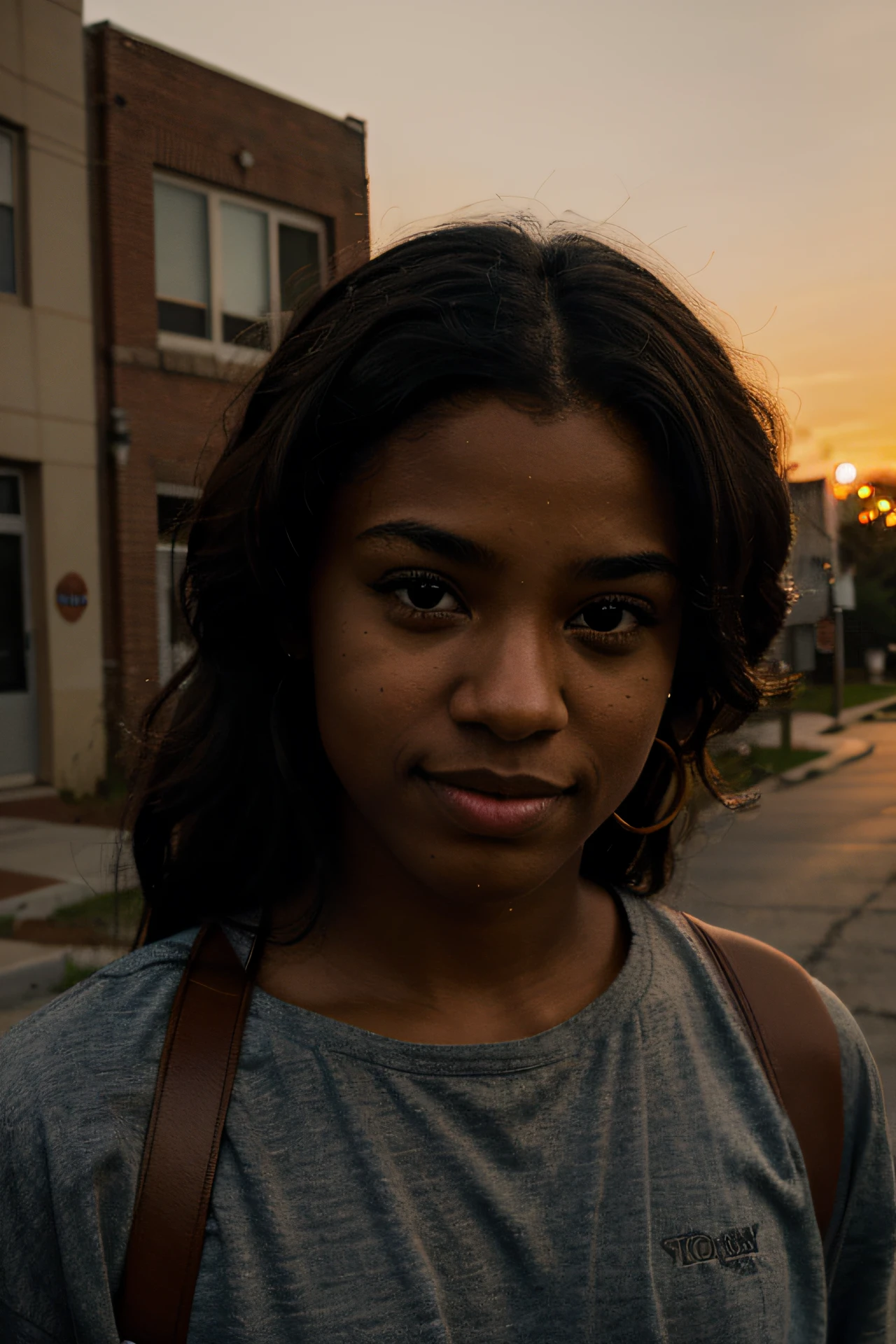 sunset in flint Michigan with a 25 year old black kid looking hopeful