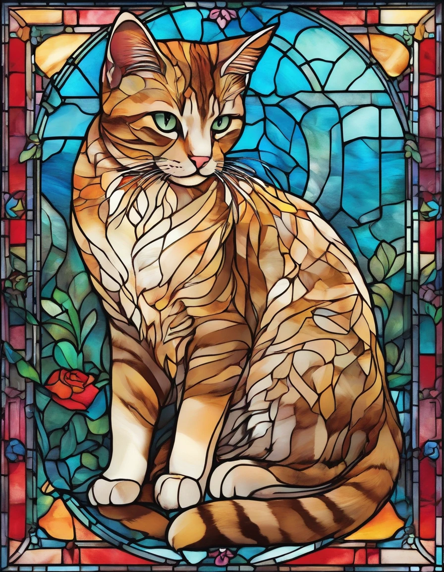 Stained glass windows made with d4bz,Cat pattern