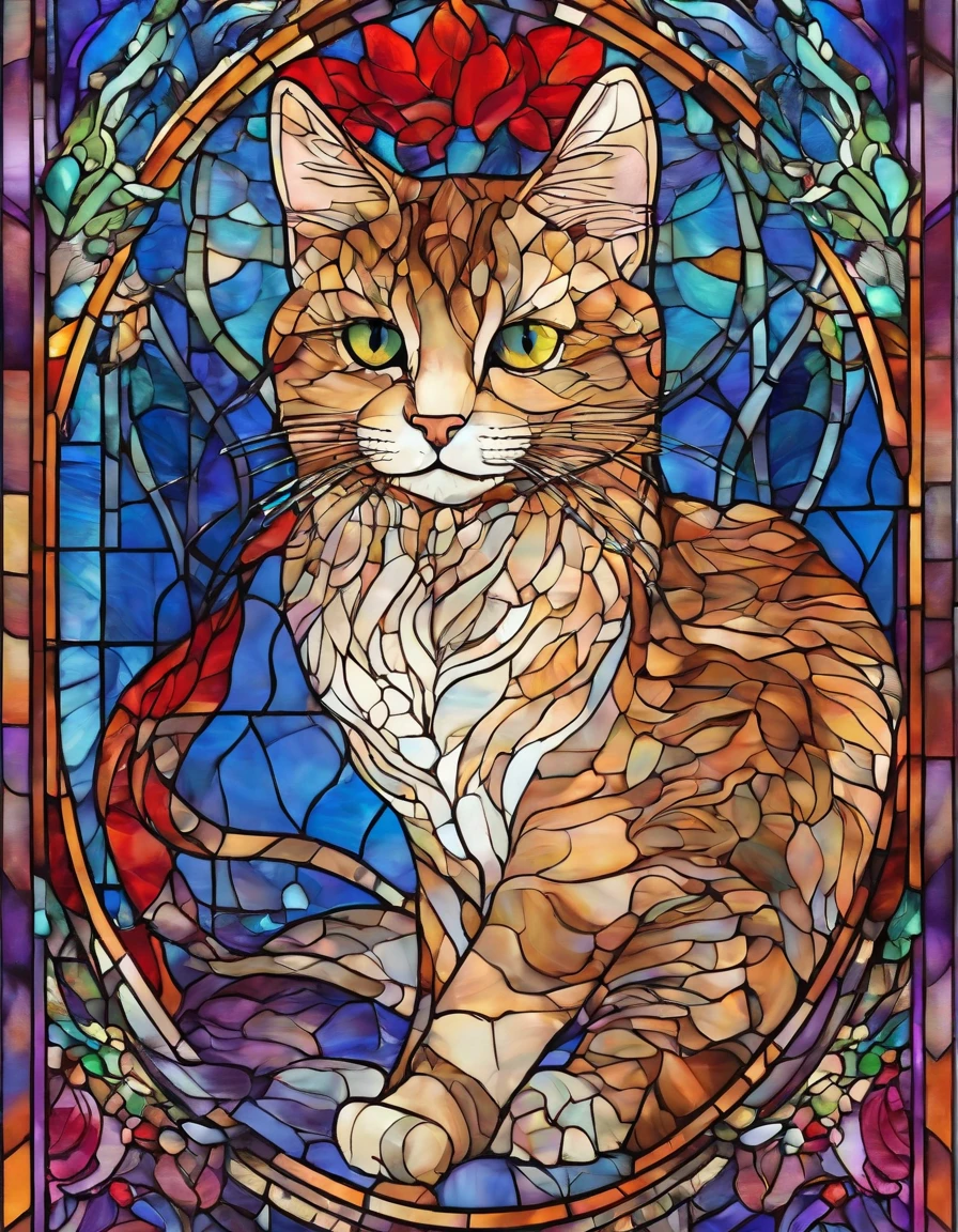 male tabby cat, grandes asas de anjo, vestido vermelho longo, innocence