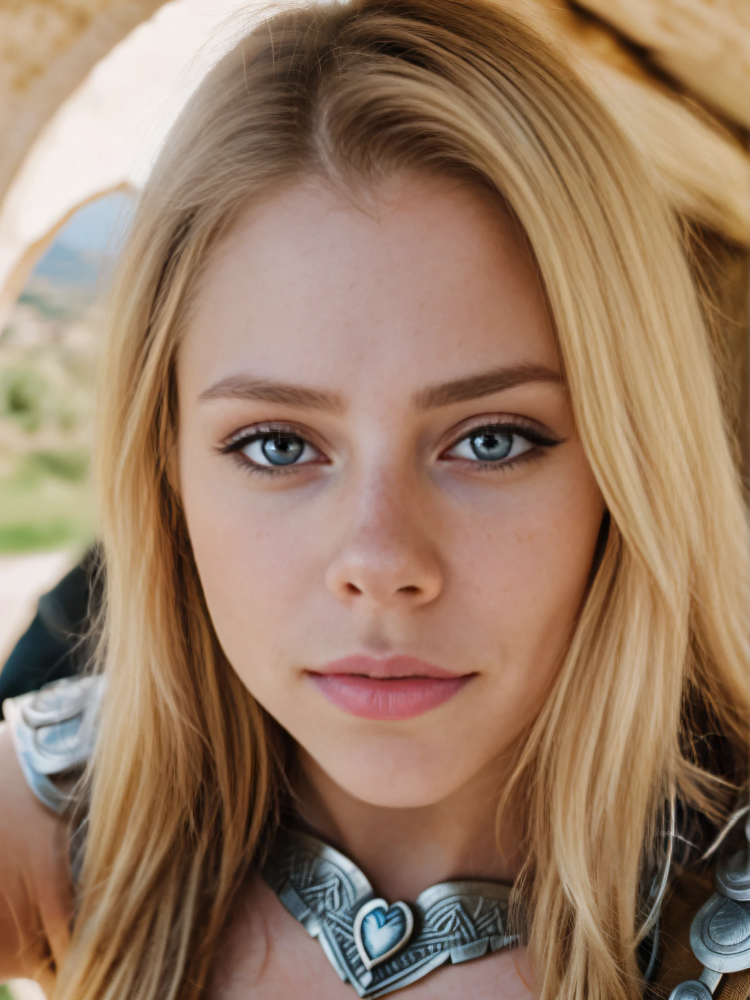 (a cute girl wearing viking armor dress((upper body selfie, happy)), blonde hair, golden hair, straight hair), tempting lips,
outdoor, castle, medieval style, (warm hue, warm tone: 1.2),
analog style (look at viewer:1.2),(film grain:1.3),

skin texture, close up, ultra high res, RAW, instagram LUT, 
masterpiece, best quality, ultra-detailed,
cinematic light, ultra high resolution, best shadow, RAW, (seductive look), 4k,

((detailed fingers)), ((extremely detailed eyes and face)), ((beautiful detailed nose)), ((beautiful detailed thigh)), ((beautiful detailed eyes)), avril lavigne, scarlett johansson