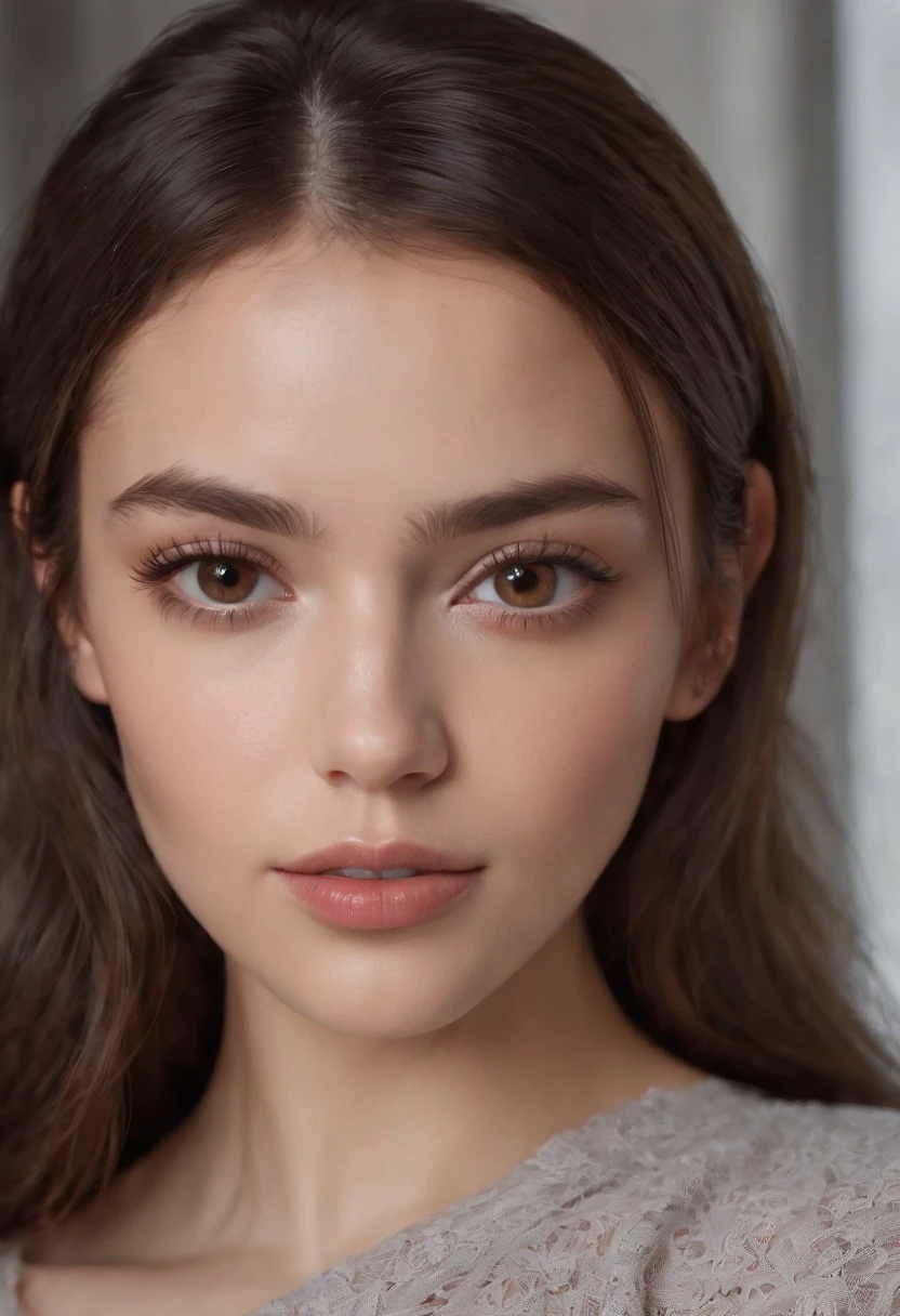 UHD, hyper-realistic, mixed black woman fully , sexy girl with brown eyes, ultra realistic, meticulously detailed, portrait sophie mudd, brown hair and large eyes, selfie of a young woman, bedroom eyes, violet myers, without makeup, natural makeup, looking directly at the camera, face with artgram, subtle makeup, stunning close up shot, in living room, medium to large size bust, masterpiece, 8k, tack sharp,