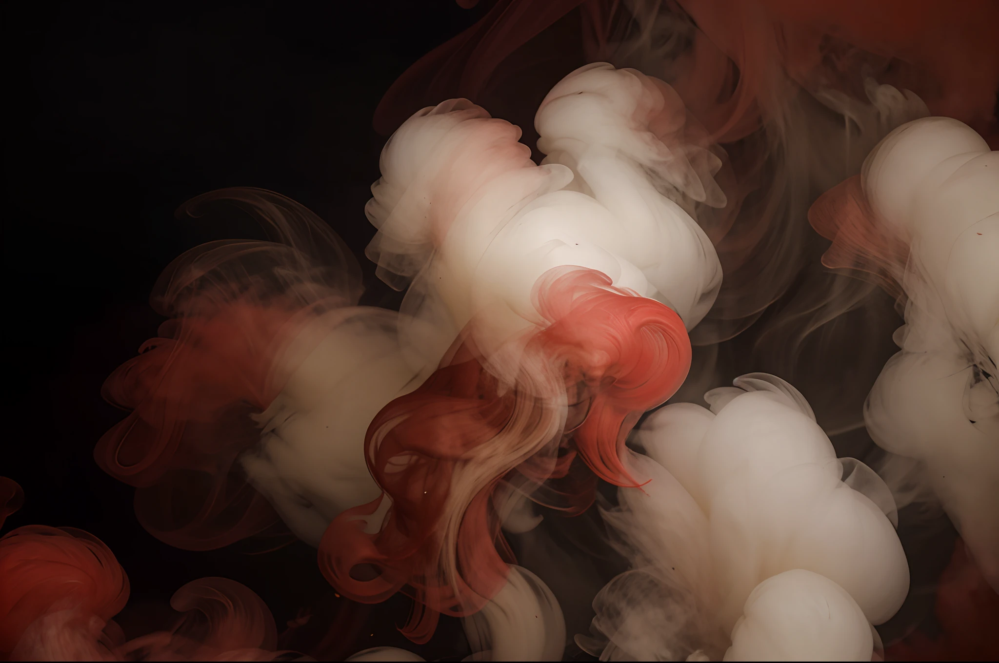 red smoke, white background