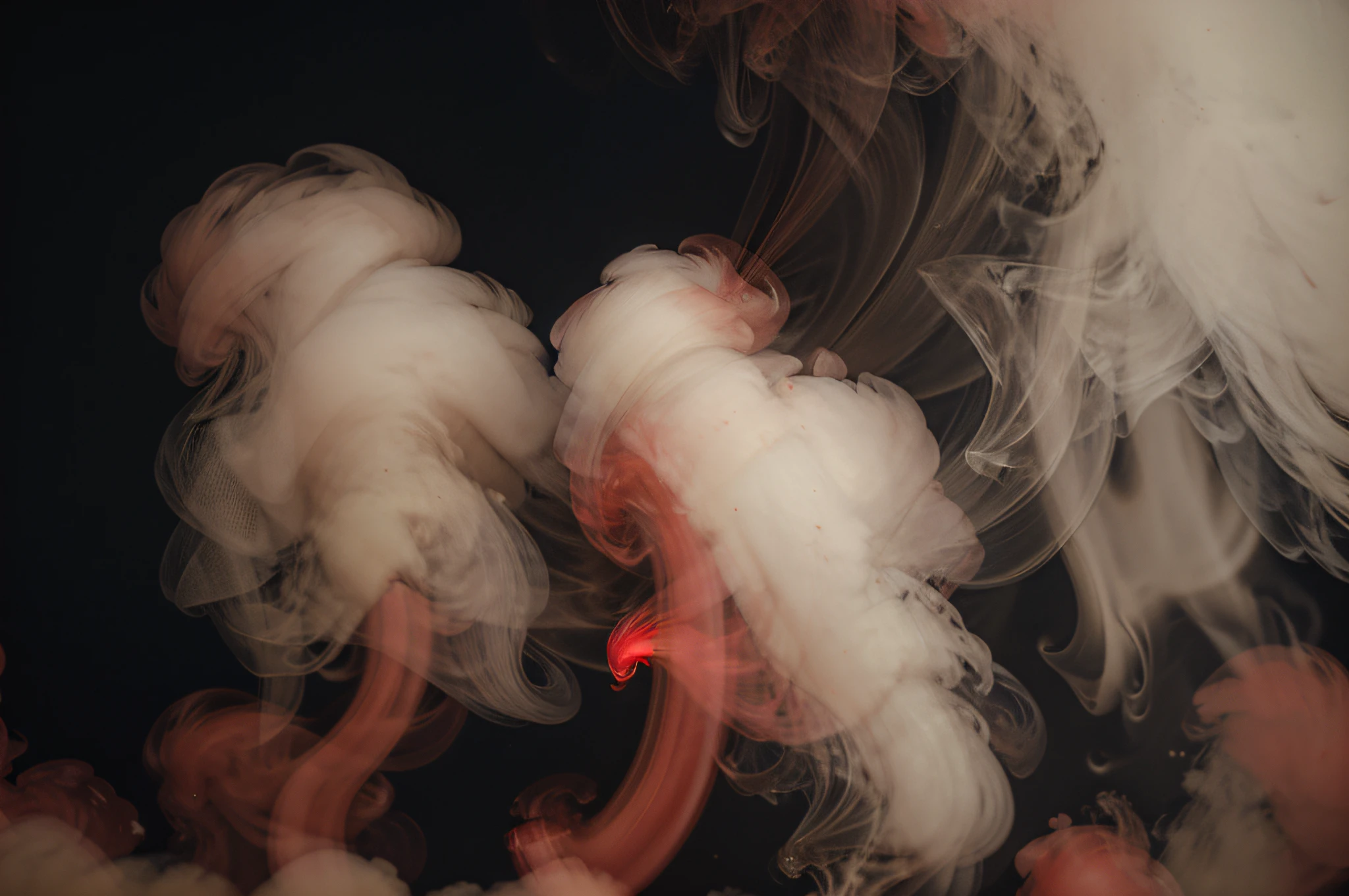 red smoke, white background