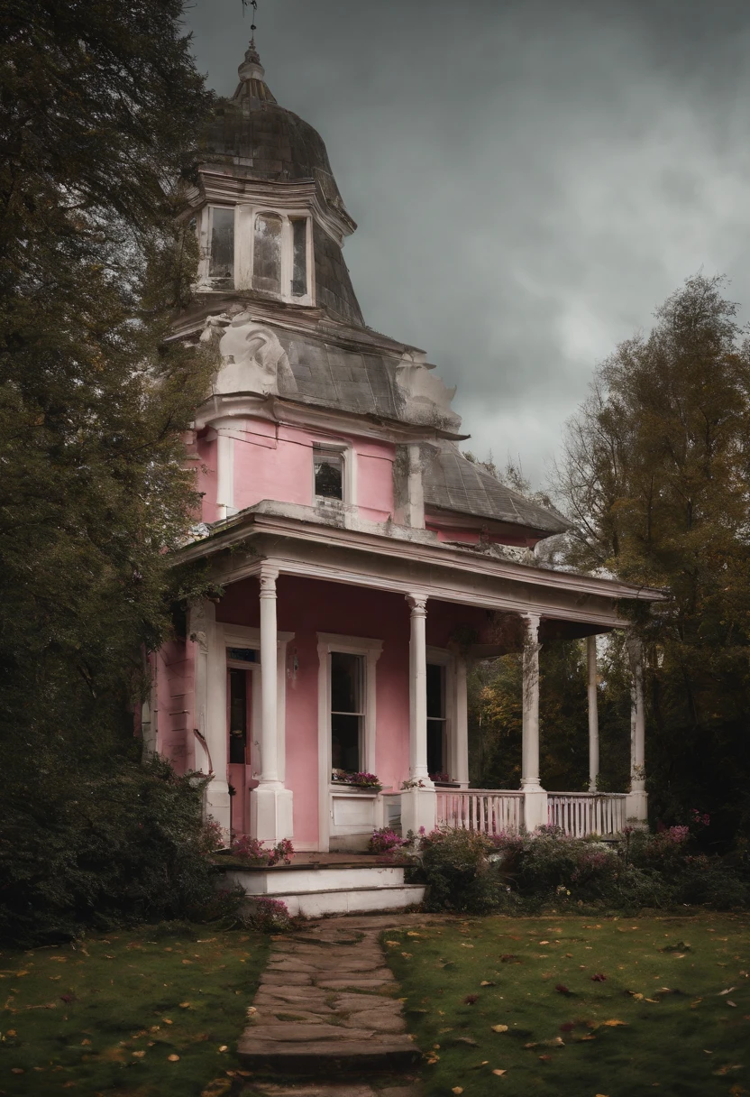 pink house wallpaper winter day winter day wallpaper, in the style of time-lapse photography, calm and serene beauty, uhd image, light white and amber, light emerald and pink, i can't believe how beautiful this is --ar 107:126
