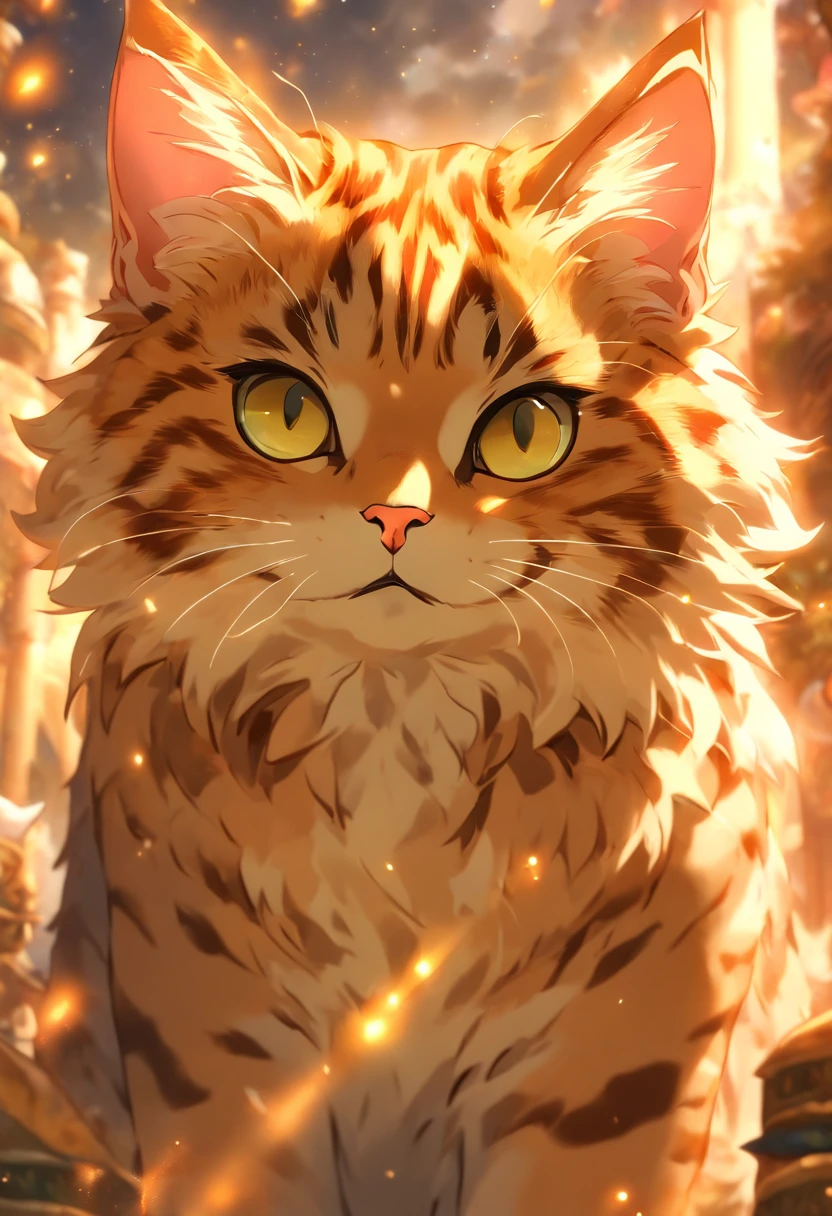 ((( male tabby cat ))) best quality, ultra-high resolution, 4K detailed CG, masterpiece, Itzamná, god of the heavens, Mayan mythology, ancient, sunlight, Mayan temples, Mayan clothing, Mexico, aesthetics, beautiful image, centered on the screen