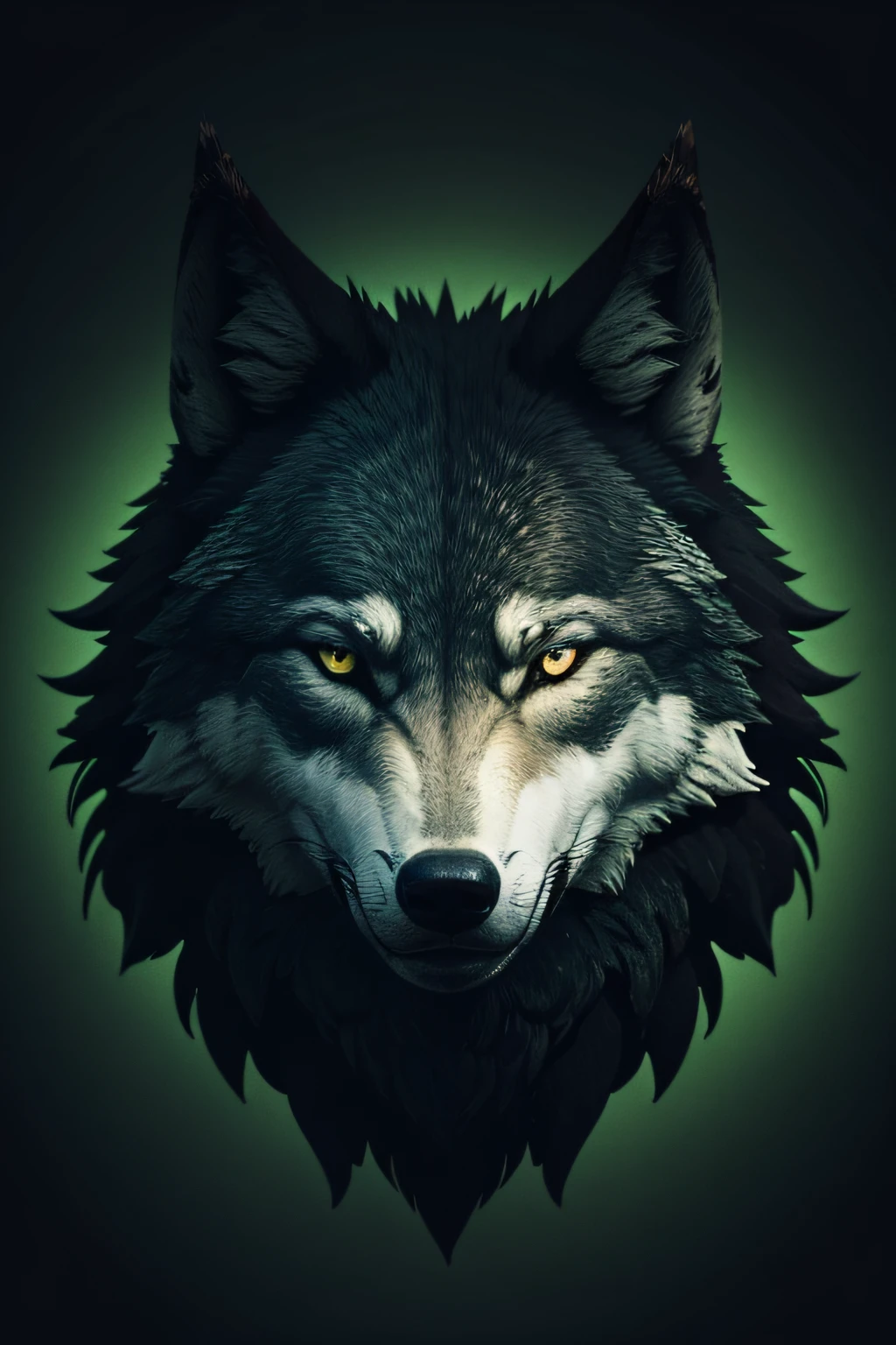 (Logo wolf) Game, Green and black Background, desginer, 8k, Render 3d, Hight definition