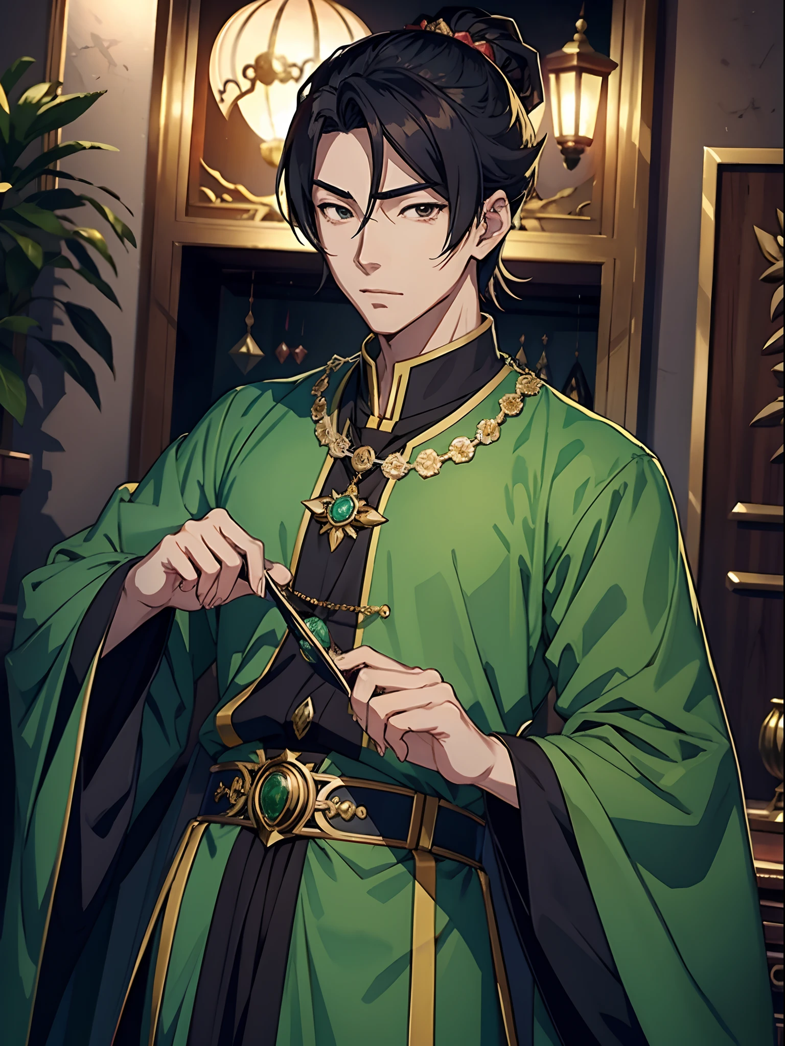 anime handsome emperor, jade jewelry box