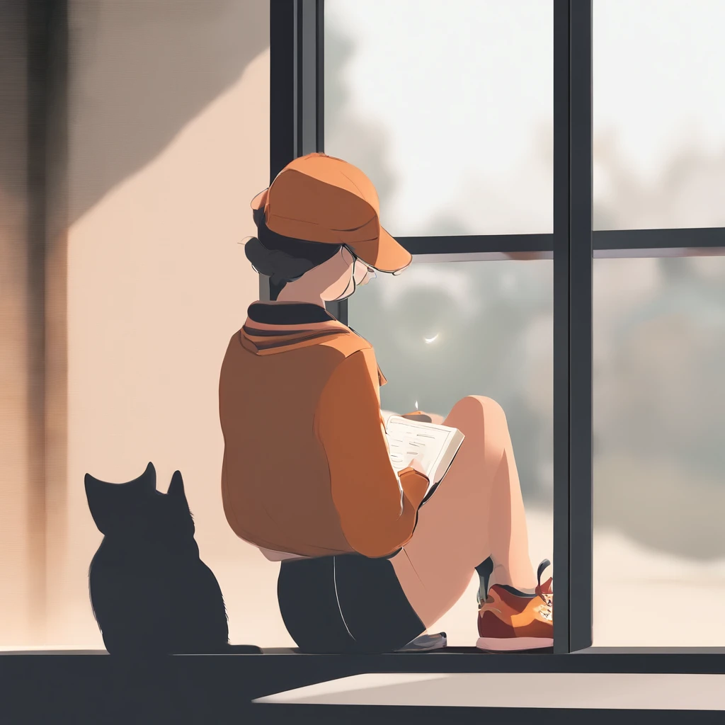 Wallpapers,tmasterpiece,best qualtiy,cinematic Film still from,Boys and girls sit together,Boy doing homework by the window,The girl looked at the starry sky,Looking at the sea in front of you,A full moon,autumnal,beachside,A huge book was outside the window