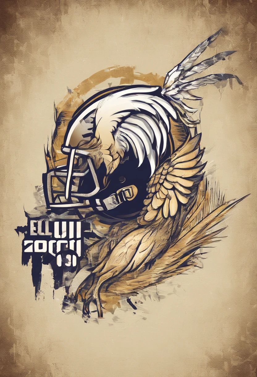 2D NFL logo with a chicken skeleton running through the logo. Replace the 'NFL' letters with 'TDMP'.