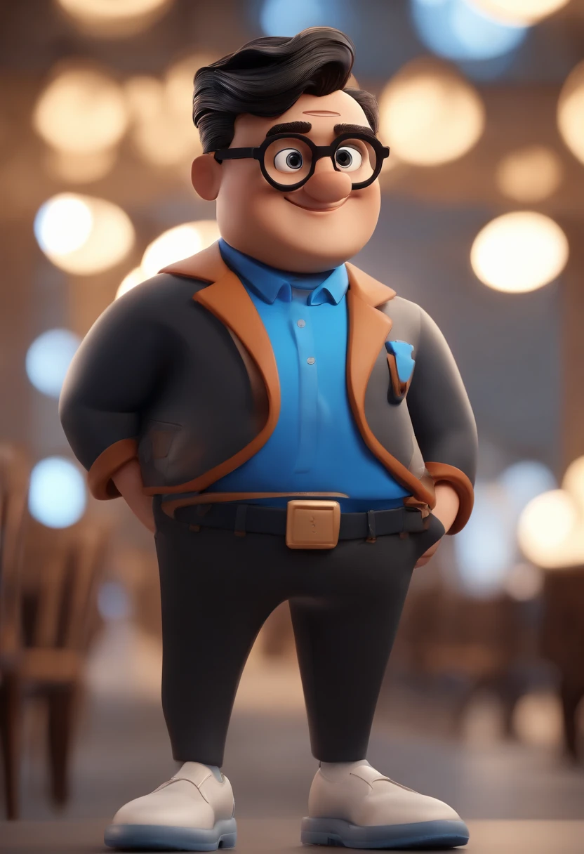 cartoon character of a man with black glasses and a blue shirt, animation character, stylized character, animation style render, stylized 3 d, arnold maya render, 3 d render stylized, toon render keyshot, 3d character, 3 d character, stylized 3d render, 3 d character render, cartoon character, close up character, character posing, (Pixar style) (Masterpiece:1.2) (Bokeh) (Best quality) (Detailed skin) (Detailed texture) (8K) (clay) (Cinematic lighting) (Sharp focus