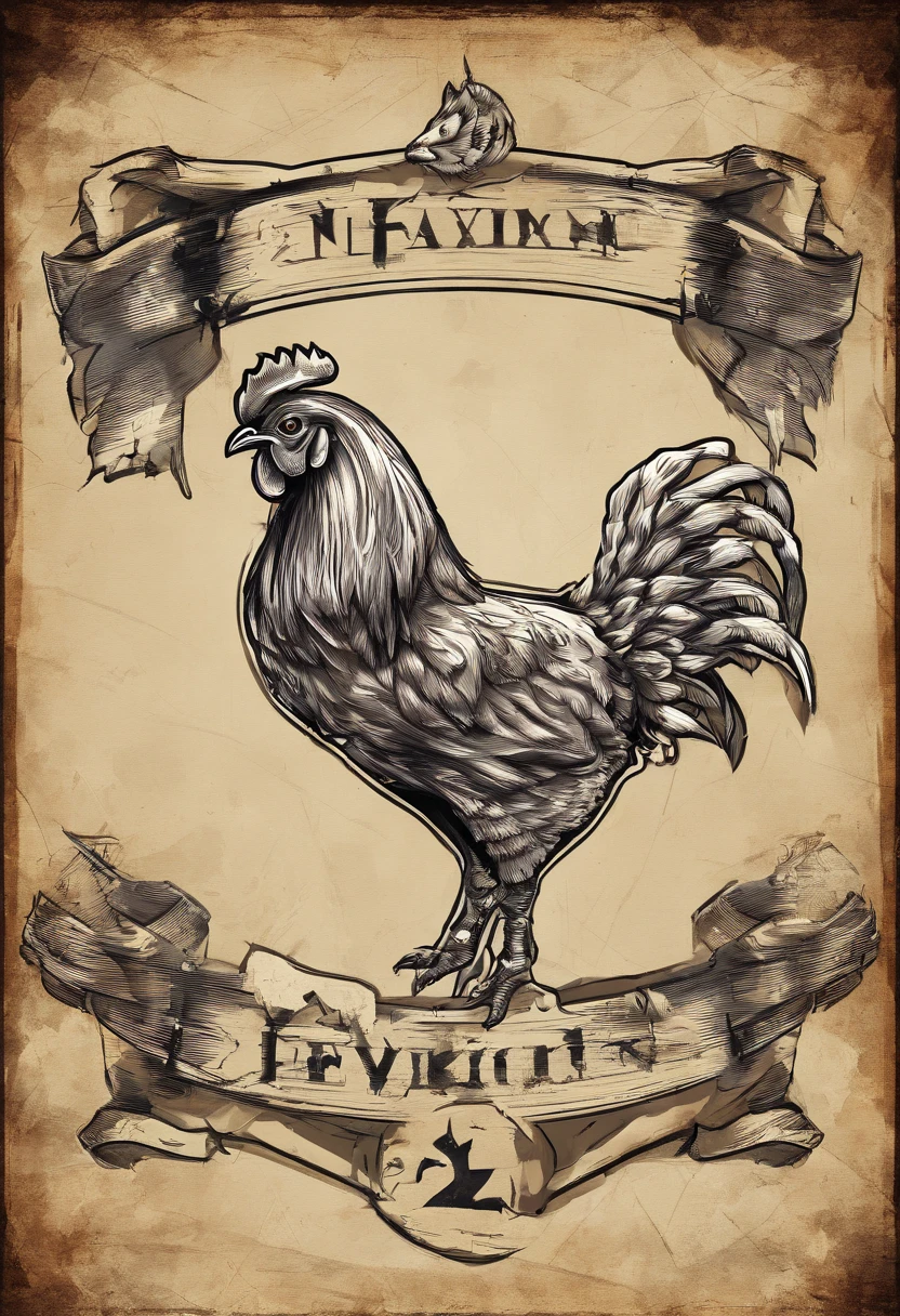 2D NFL logo with a chicken skeleton breaking through the logo. Replace the 'NFL' letters with 'TDMP'.