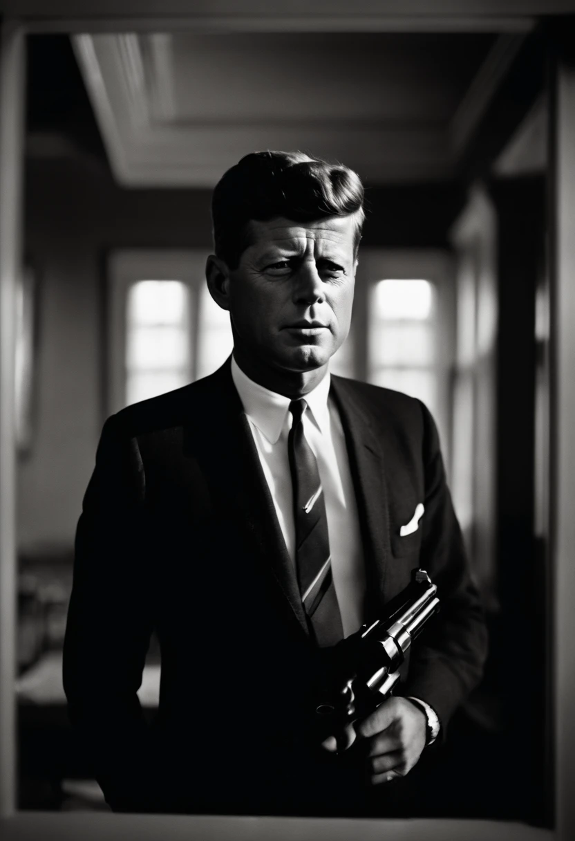 John F Kennedy holding a target