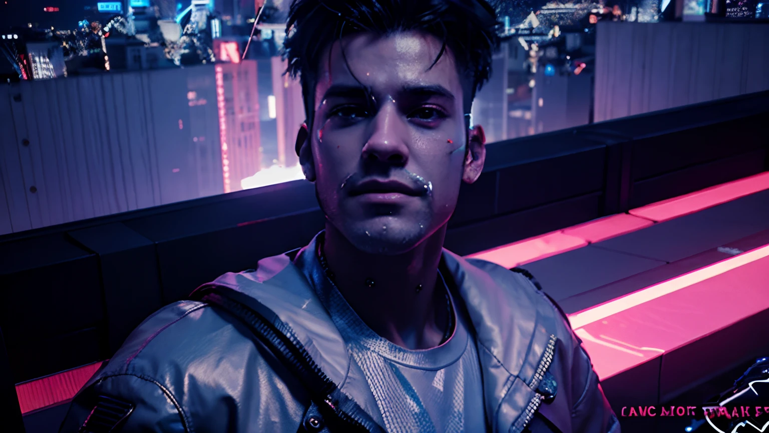 Change background ,cyberpunk, handsome boy, anime face , 4k, ultra realistic