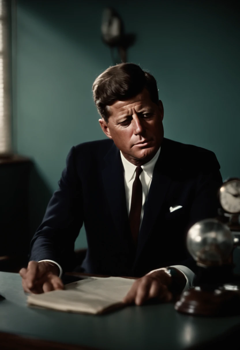 portrait of depressed john f kennedy getting therapy and he is mentally insane