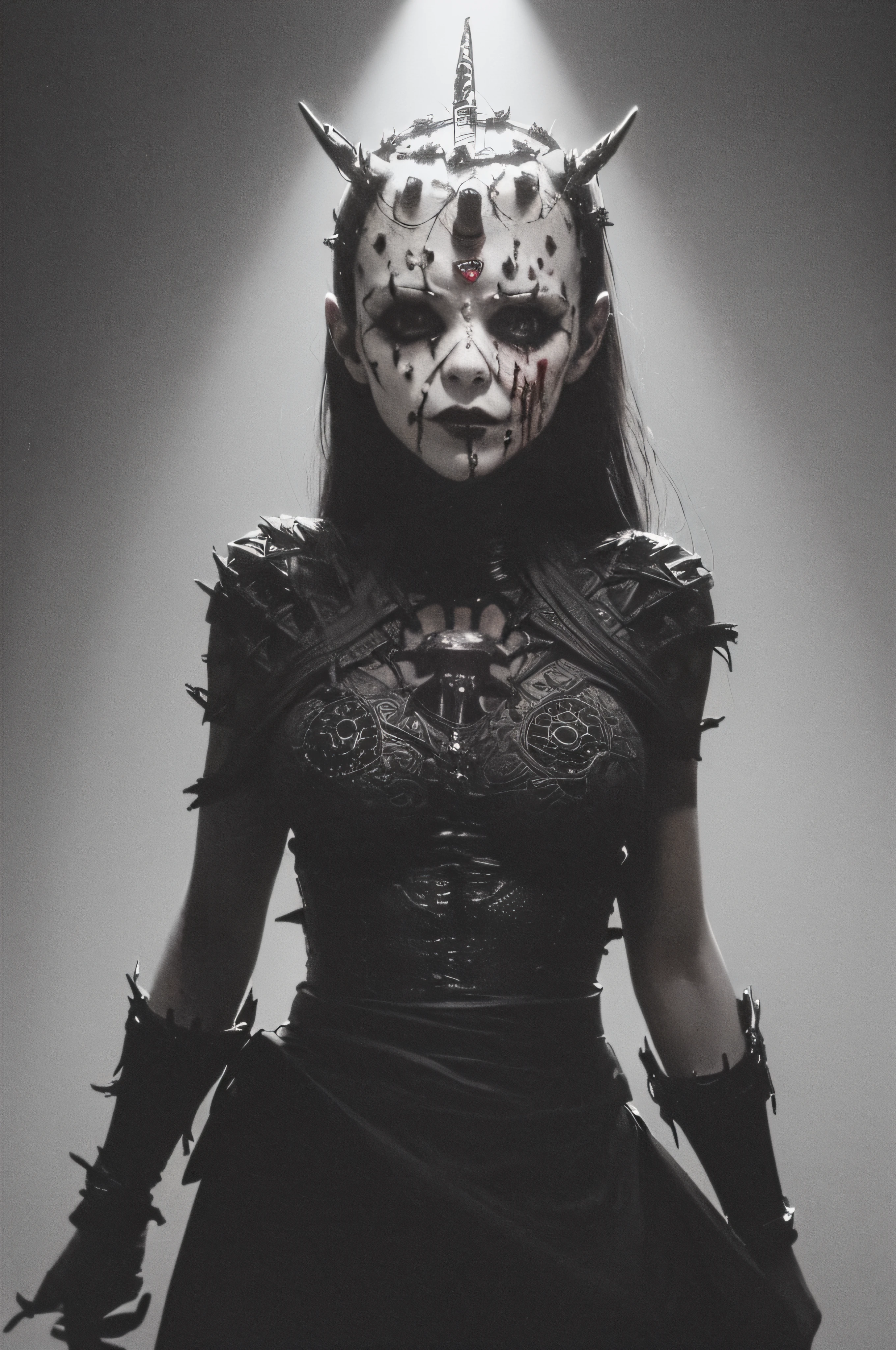 "(The best lighting, oscuro, dramatic),(feto calavera alien, Hellraiser, Cicatrices, , sexy, cerebro, sangre, una rata dentro de la cabeza, terror.),(ojos rojos, calaveras). morning light.
