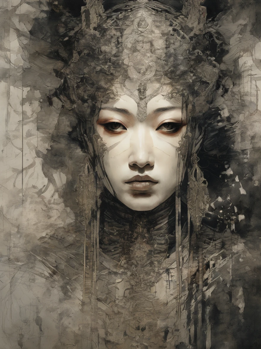 Pintura de uma mulher gueixa olhando para o celular , Retrato de uma gueixa, Retrato de uma gueixa, Gueixa da beleza, gueixa, Gueixa japonesa, Retrato de uma gueixa bonita, Penteado de gueixa, Arte japonesa, Retrato Samurai, Foto do retrato da gueixa, Gueixa descrita como japonesa, japanese art style, inspirado em Toyohara Kunichika