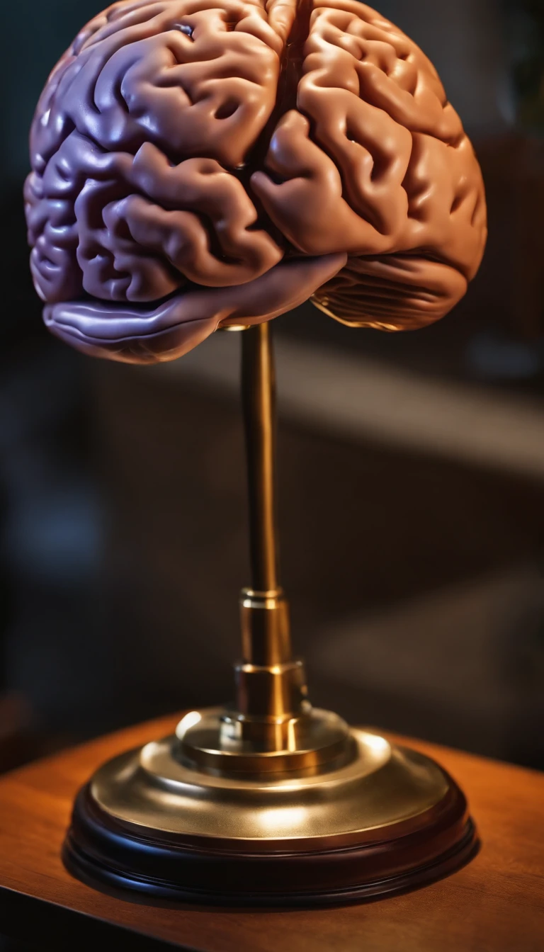 Model of human brain on a table, realistic, 4k