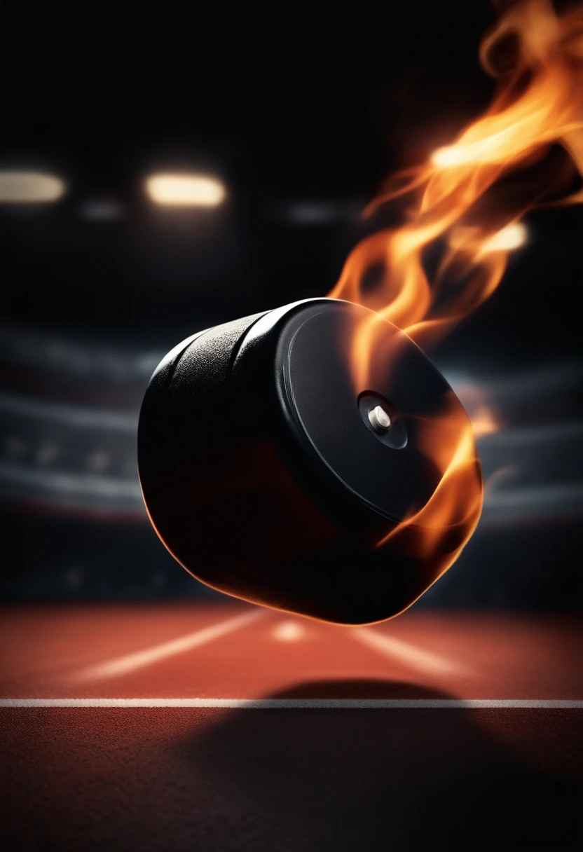 Hockey puck with fire trail