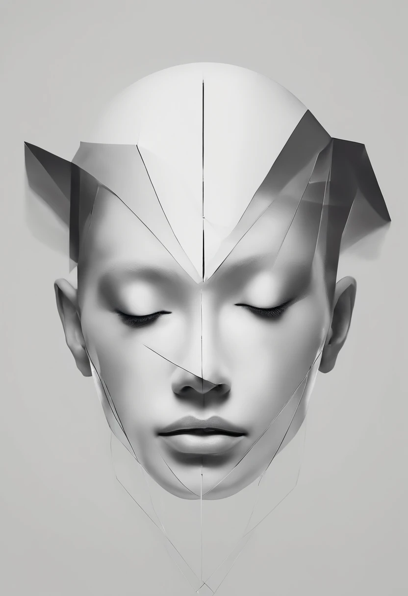 brains,Close up of face with closed eyes, Mature filial piety,abstract portrait, Hands on the chest,Surreal dark art, 4 k symmetrical portrait, 详细的脸, detailedeyes