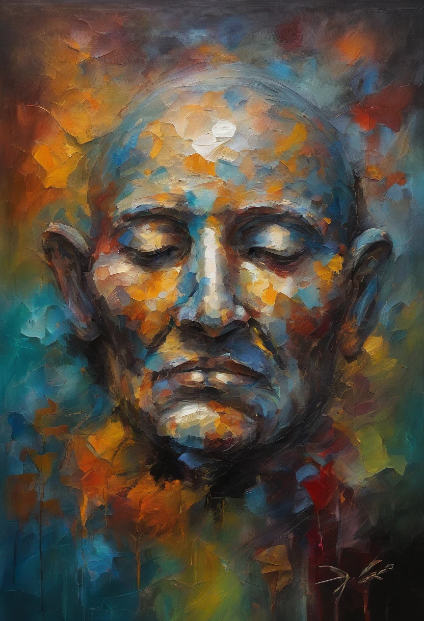 brains,Close up of face with closed eyes, Mature filial piety,abstract portrait,  Hands on the chest,Surreal dark art, 4 k symmetrical portrait, 详细的脸, detailedeyes