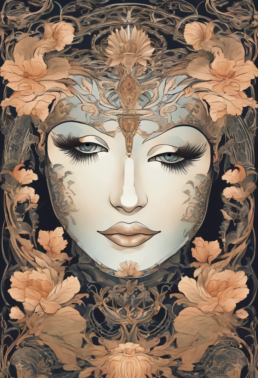 brains,Close up of face with closed eyes, Mature filial piety,abstract portrait,  Hands on the chest,Surreal dark art, 4 k symmetrical portrait, 详细的脸, detailedeyes