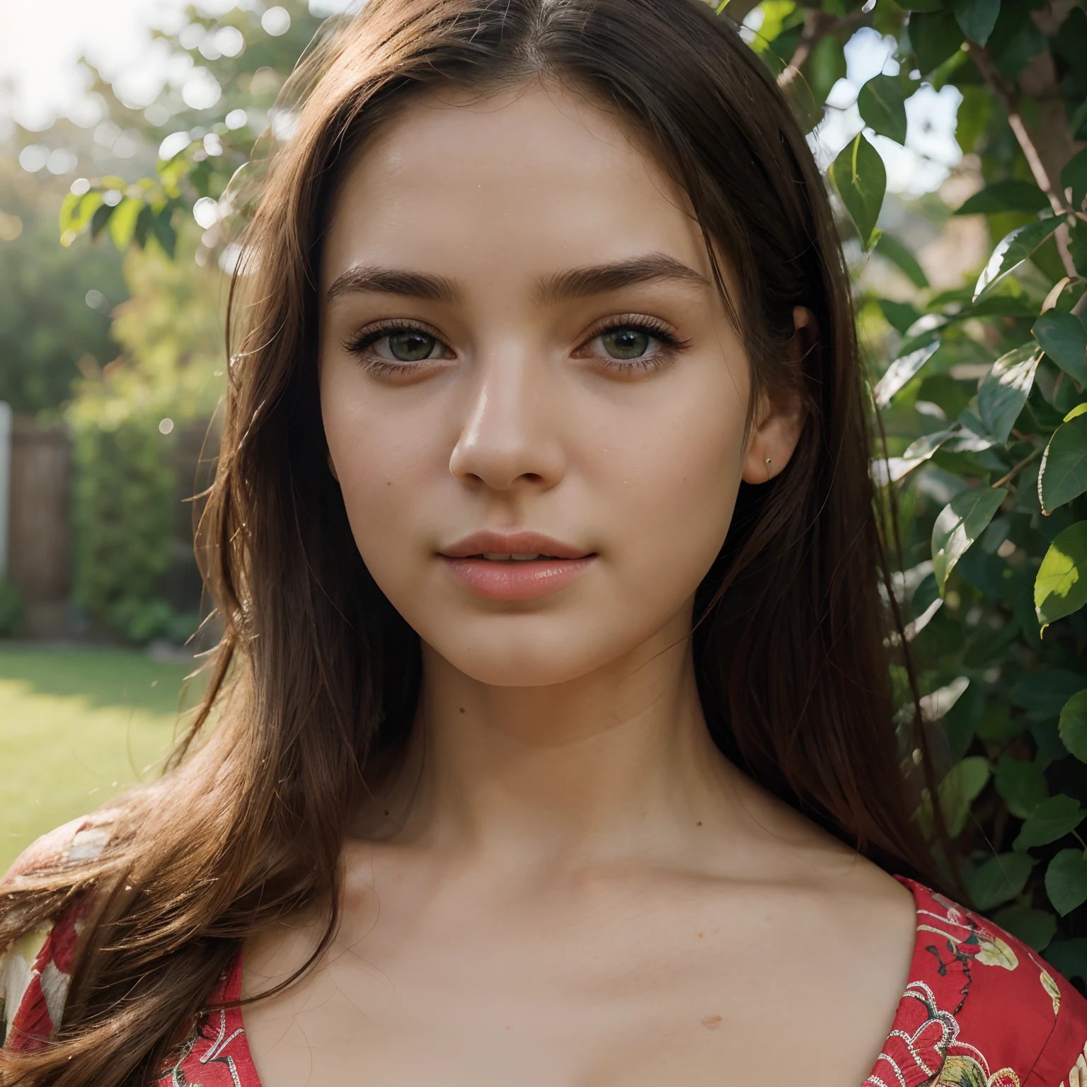 A close up of a woman with long hair and a red dress - SeaArt AI