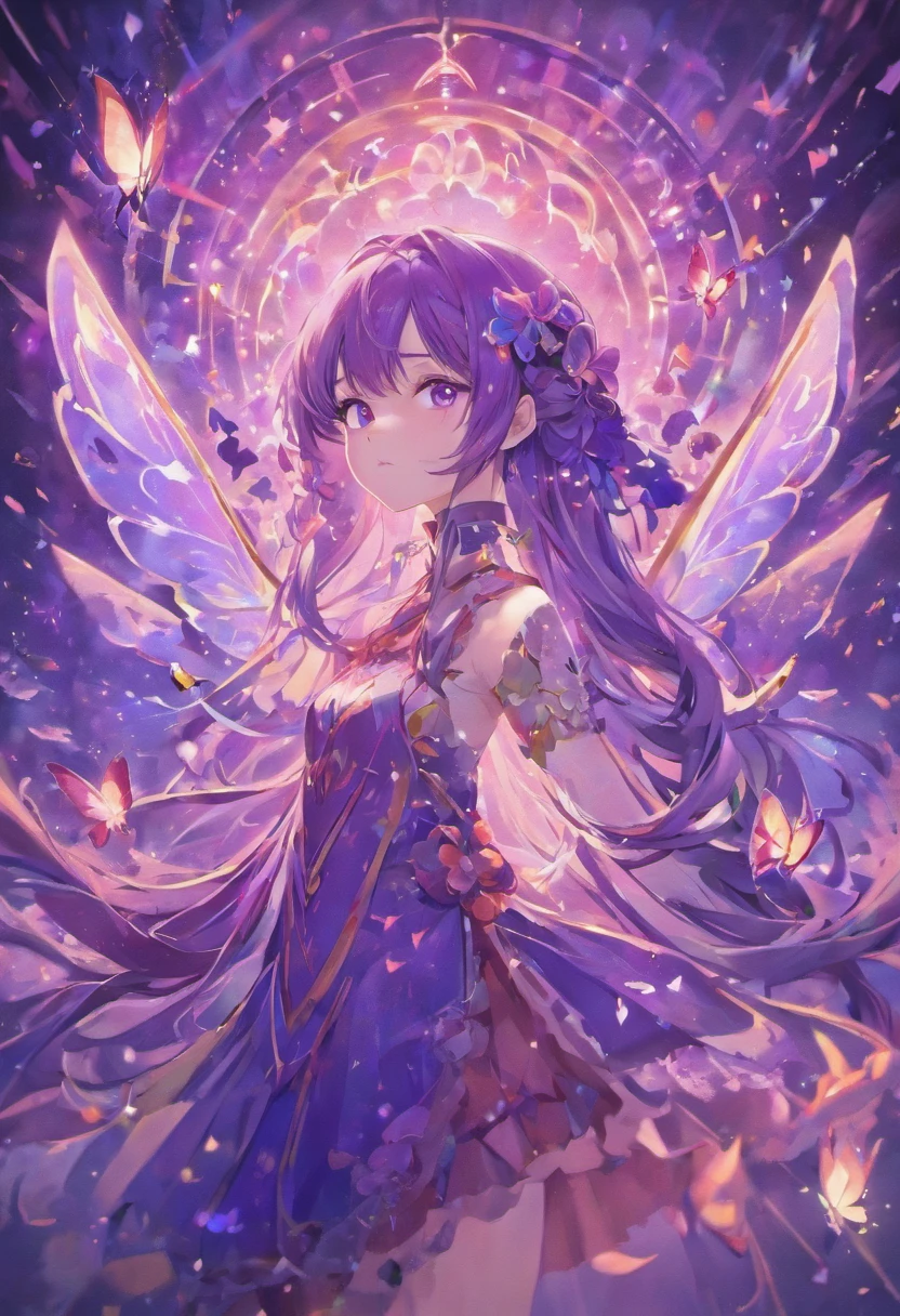 yunxi,long hair,purple eyes,butterfly,(ultra detailed:1.3),masterpiece,unity 8k wallpaper,