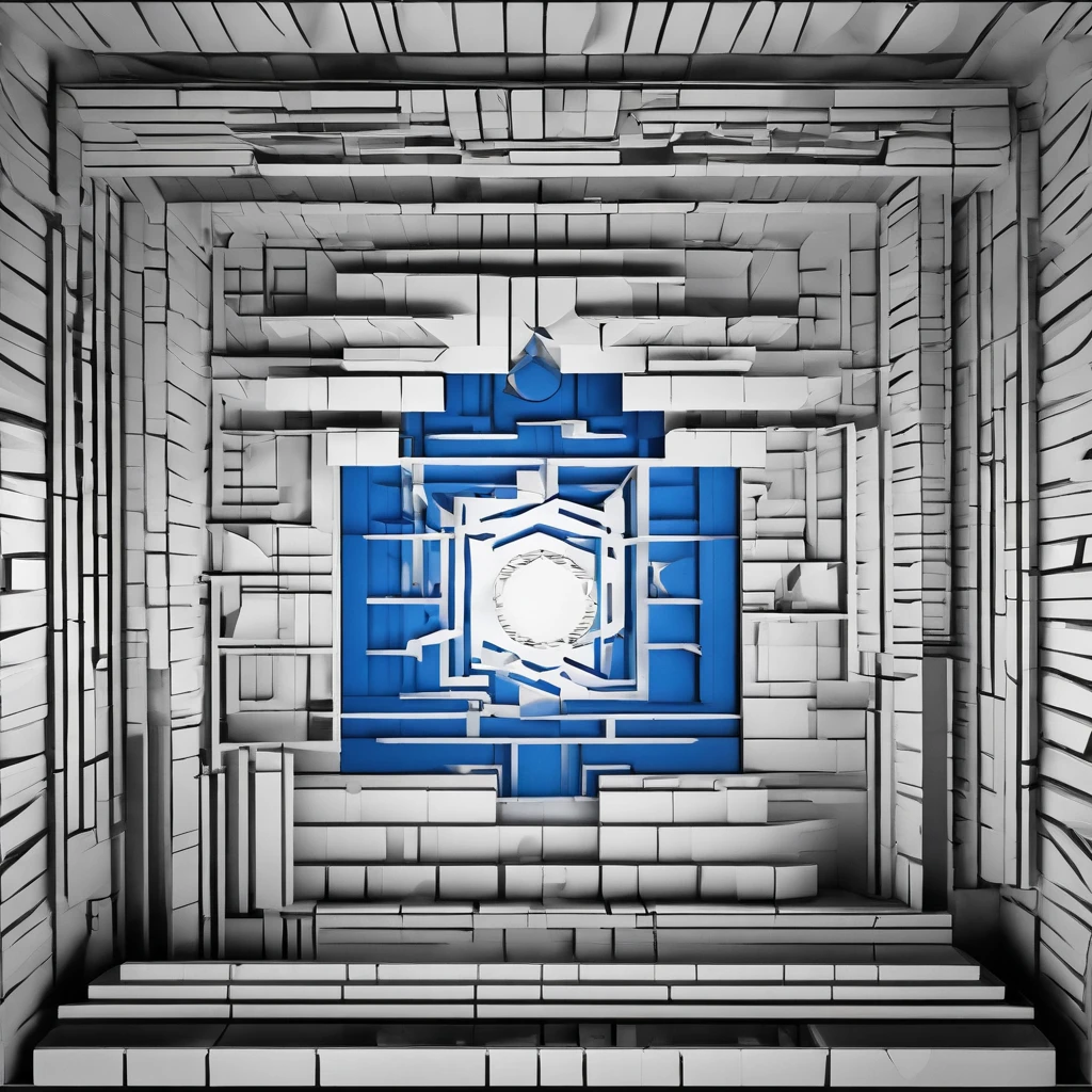 Huge flat white walls，Square oil painting in pure Klein blue in the center of the wall，（hyper realisitc，best qualtiy，tmasterpiece：1.3，8K）