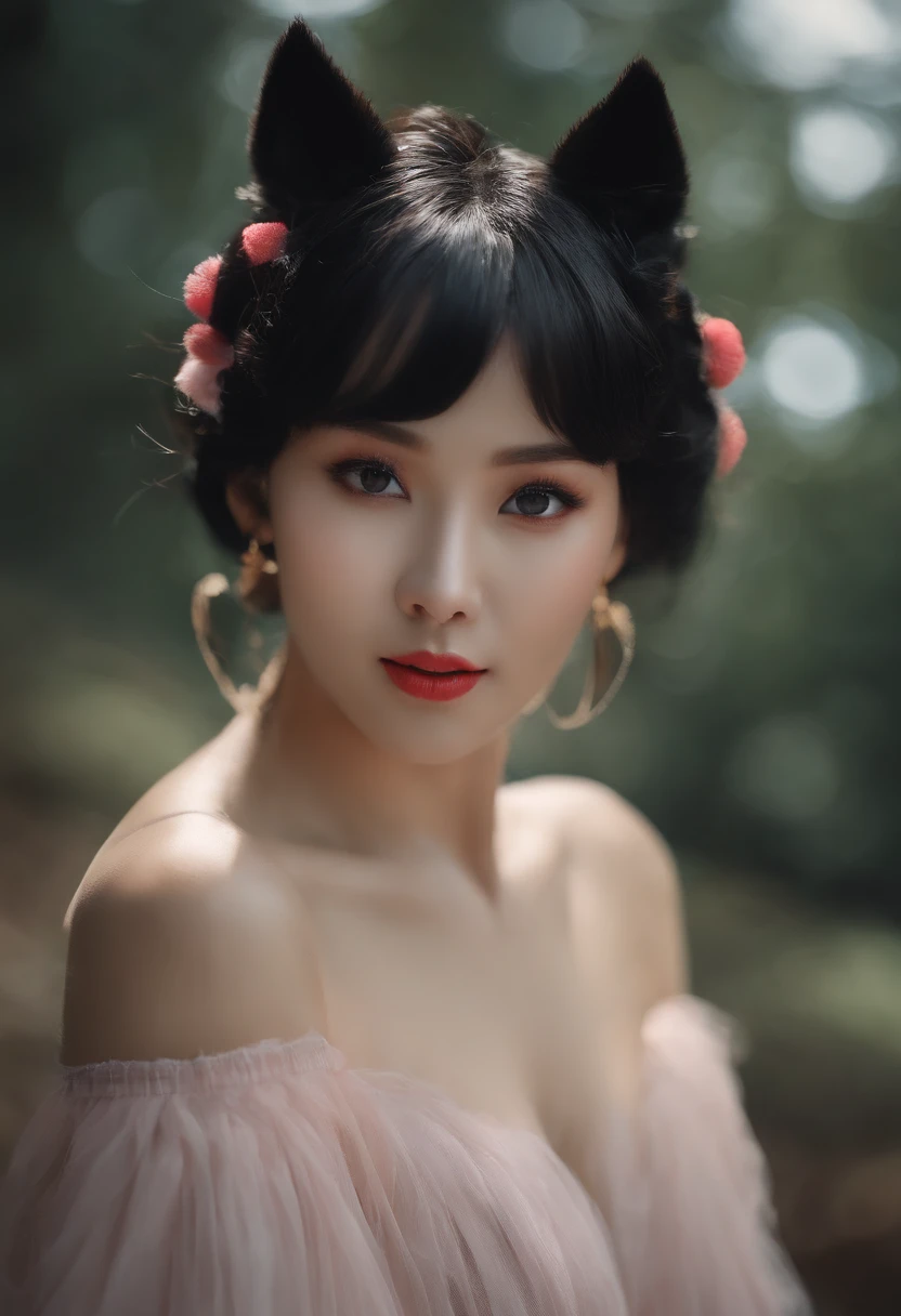 A woman stands in the street,He has a flower on his head, 张曼玉, xue han, yun ling, xintong chen, lulu chen, wu liu, wenfei ye, Lynch Peak, fan bingbing, Inspired by Pan Yuliang,Popular topics on cgstation, WLOP Glowing Skin, Open V-shaped corset,LOP,Bust size and work,Huge cleavage,WLOP Glowing Skin, Japan goddess, The skin is wet and shiny!!, Breasts covered and SFW, photorealistic perfect body, Realistic gravure idols, Hyper-realistic picture, an oppai cyberpunk, beautiful detailed body and face