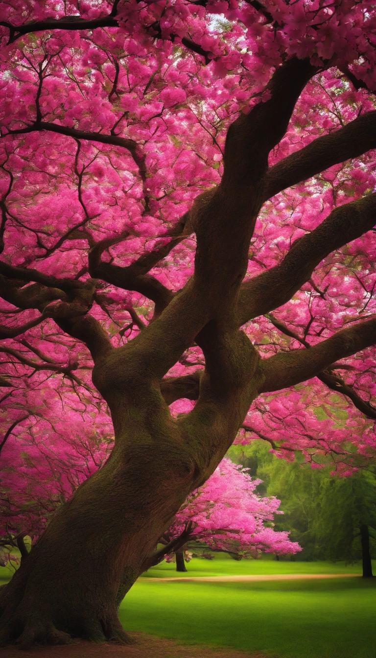 A tree with pink flowers