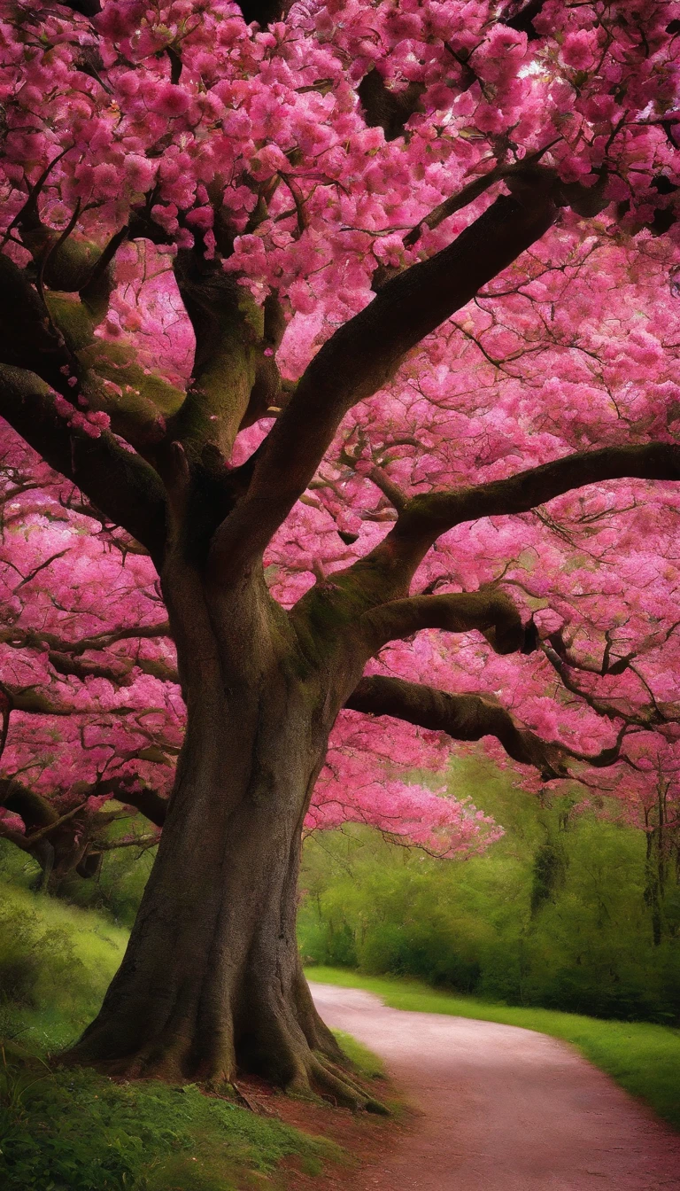 A tree with pink flowers