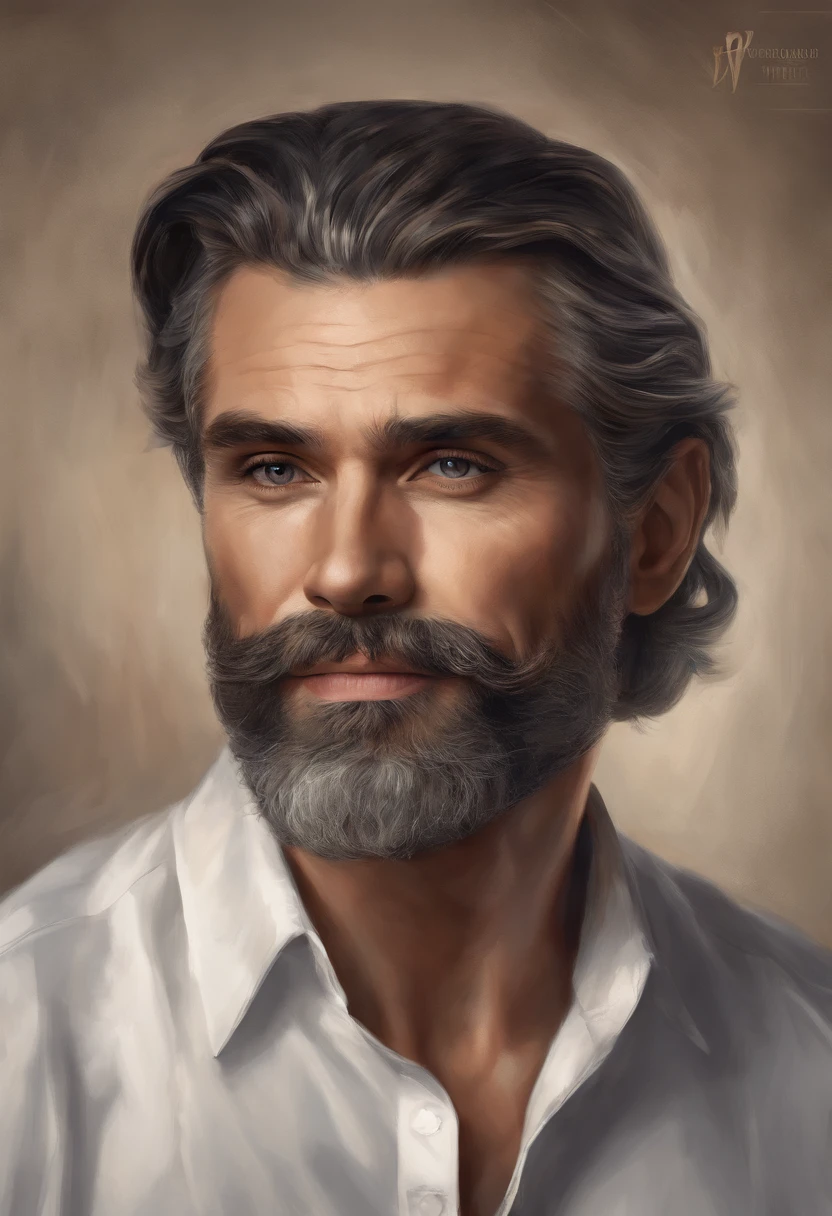 pedro,medium:oil painting,(best quality,4k,8k,highres,masterpiece:1.2),ultra-detailed,(realistic,photorealistic,photo-realistic:1.37),portrait,serious, smile expression,bearded man,aged man,dark eyes,weathered skin,facial wrinkles,gray hair,elegant suit,brown hat,closed lips,strong jawline,studio lighting,vivid colors,warm tones,subtle shadows, concentrated gaze,aged hands,fine brushwork,detailed texture,traditional background,impressive background detail, white shirts,