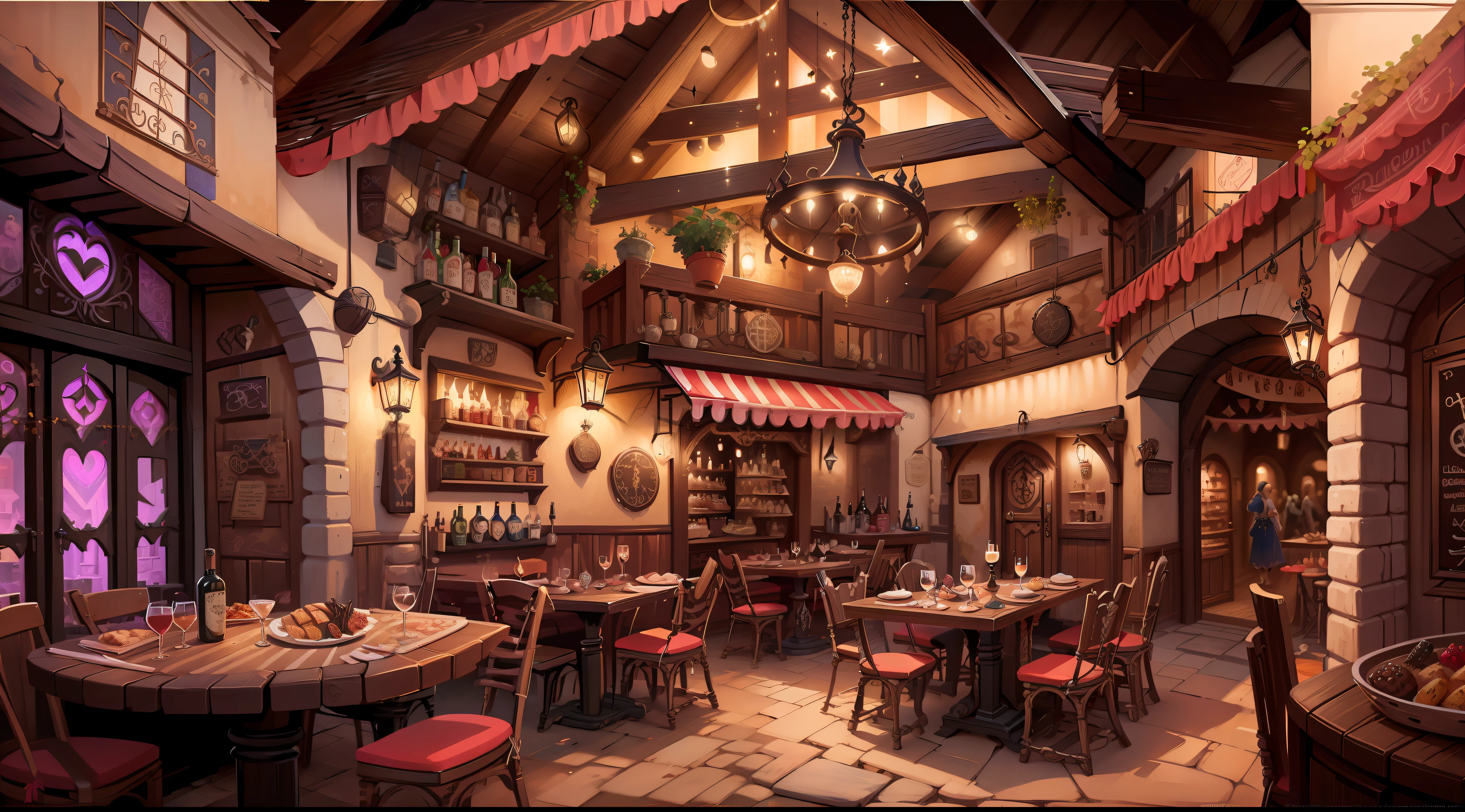 Obra-prima, melhor qualidade, arte altamente detalhada, taverna medieval, 8k, taverna rpg