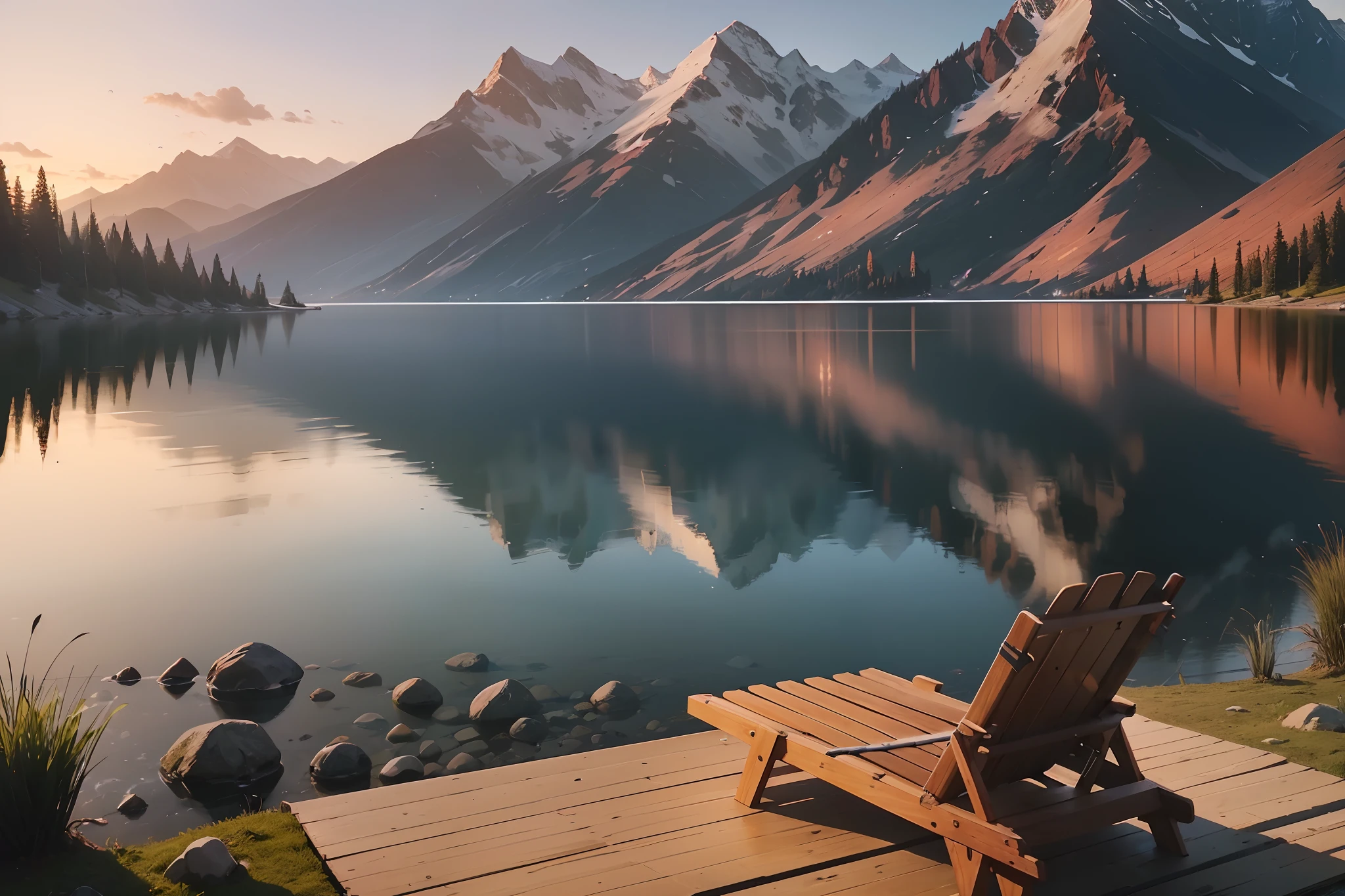 (Best quality,4K,8K,A high resolution,Masterpiece:1.2),Ultra-detailed,(Realistic,Photorealistic,photo-realistic:1.37),Campervan,RV,vehicle,Luxurious,,spacious,comfortable,camping,Adventure,travel,vacation,Outdoors,scenic,Beautiful nature,In the wild,wilderness,Sunset,Sunrise,Mountains,ln the forest,Remote location,Peaceful,serene,tranquil,lakeside,Collection,barbecue,unwind,Family time,Comfortable interior,King bed,kitchenette,Shower,toilet,Equipped with essentials,Awning,Alfresco dining area,solar panels,On-board power supply,Spacious storage space,sleeping bag,picnic table,Outdoor gear,fishing gear,hiking boots,binoculars,campfires,Stargazing,music,Dance,Bonding moments,Memories of a lifetime,blissful,Enjoy the beauty of nature,Out of touch with the world,Find inner peace,Embrace simplicity,Colorful sunset,Soft natural lighting。