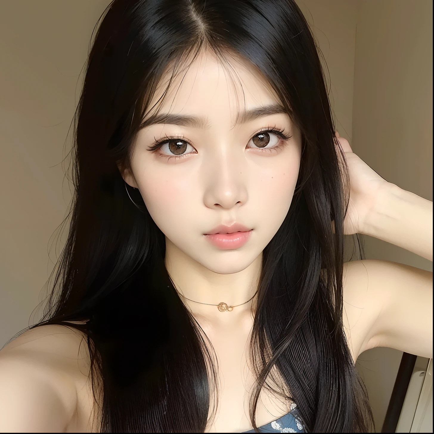 Kim Jennie de blackpink con el cabello rubio claro, cabello rubio con ondulado, cabello de color rubio ondulado, with small fringes, ojos color negro, nariz respingada y bonita, labios gruesos, Cupid and heart shaped lips...., labios rosas, pale, piel blanca, piel bonita y suave, con pecas y lunares, cejas bonitas, marked and beautiful clavicle, mientras tiene un polo con rosas color rojo tinto, rojo oscuro, con ropa interior femenina, con un short corto, short bonito y corto, abdomen delgado y bonito, escote desnudo, (pechos grandes, pechos suaves, pechos naturales, escote desnudo), mientras agarra una rosa,  mirando a la camara, autofoto