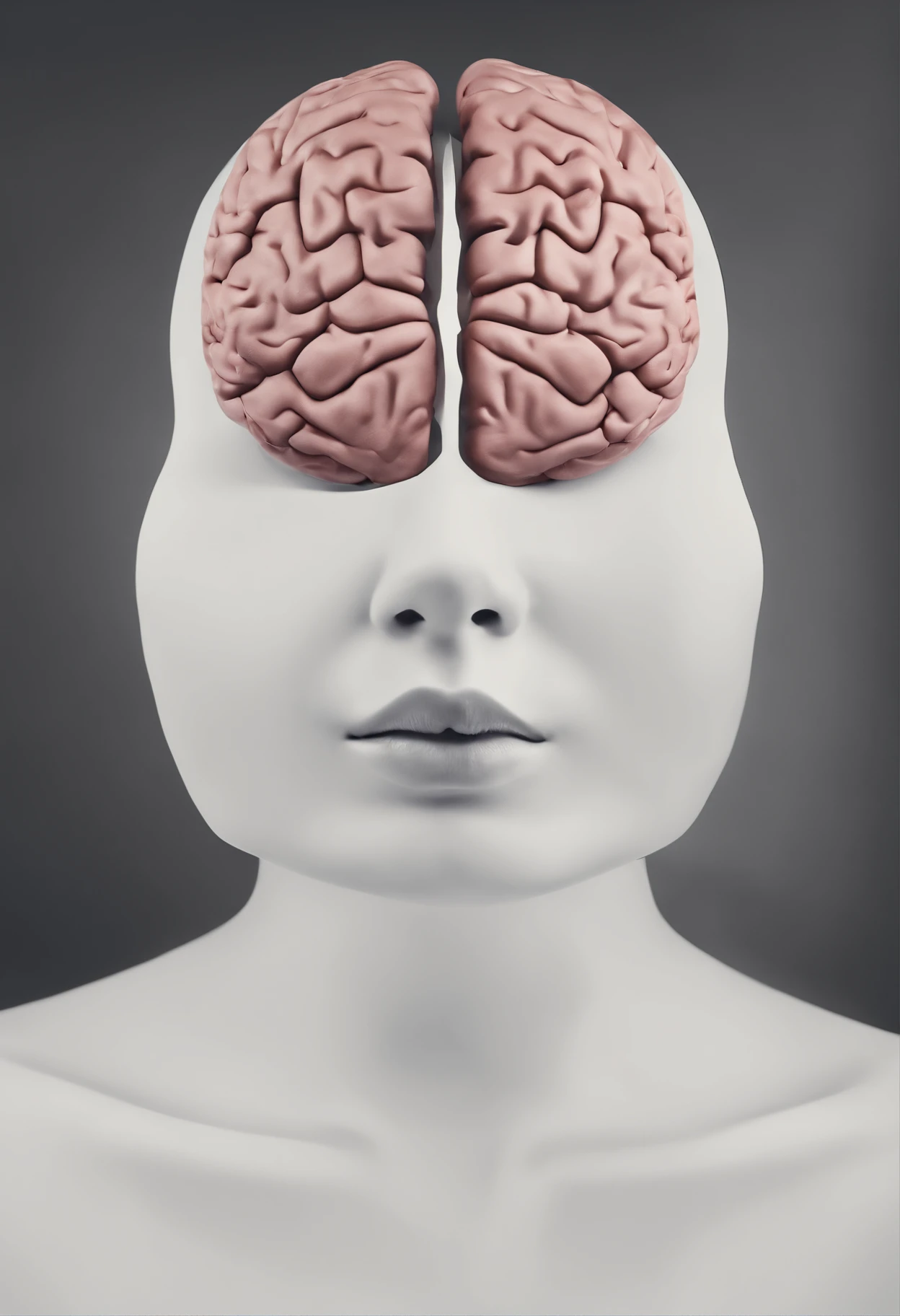 Exposed brain miso,Close up of face with closed eyes, Face made of paper,,abstract portrait,  Hands on the chest,Surreal dark art, 4 k symmetrical portrait, 详细的脸, detailedeyes