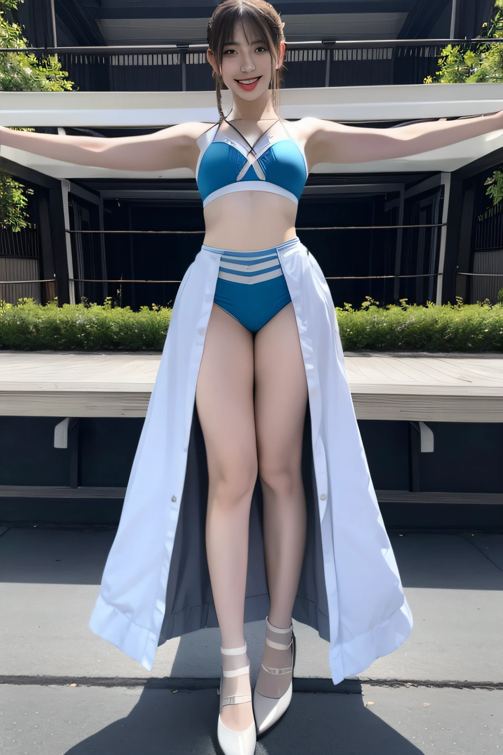 Colorful Enamel Bodycon、Long body、Braids、Underpants、classical ballet、Full smile、the front、Crowds