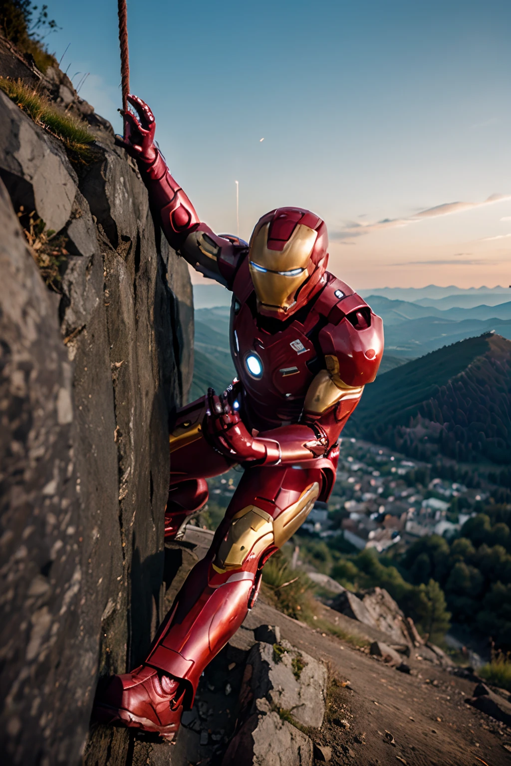 iron man climbing the mountain