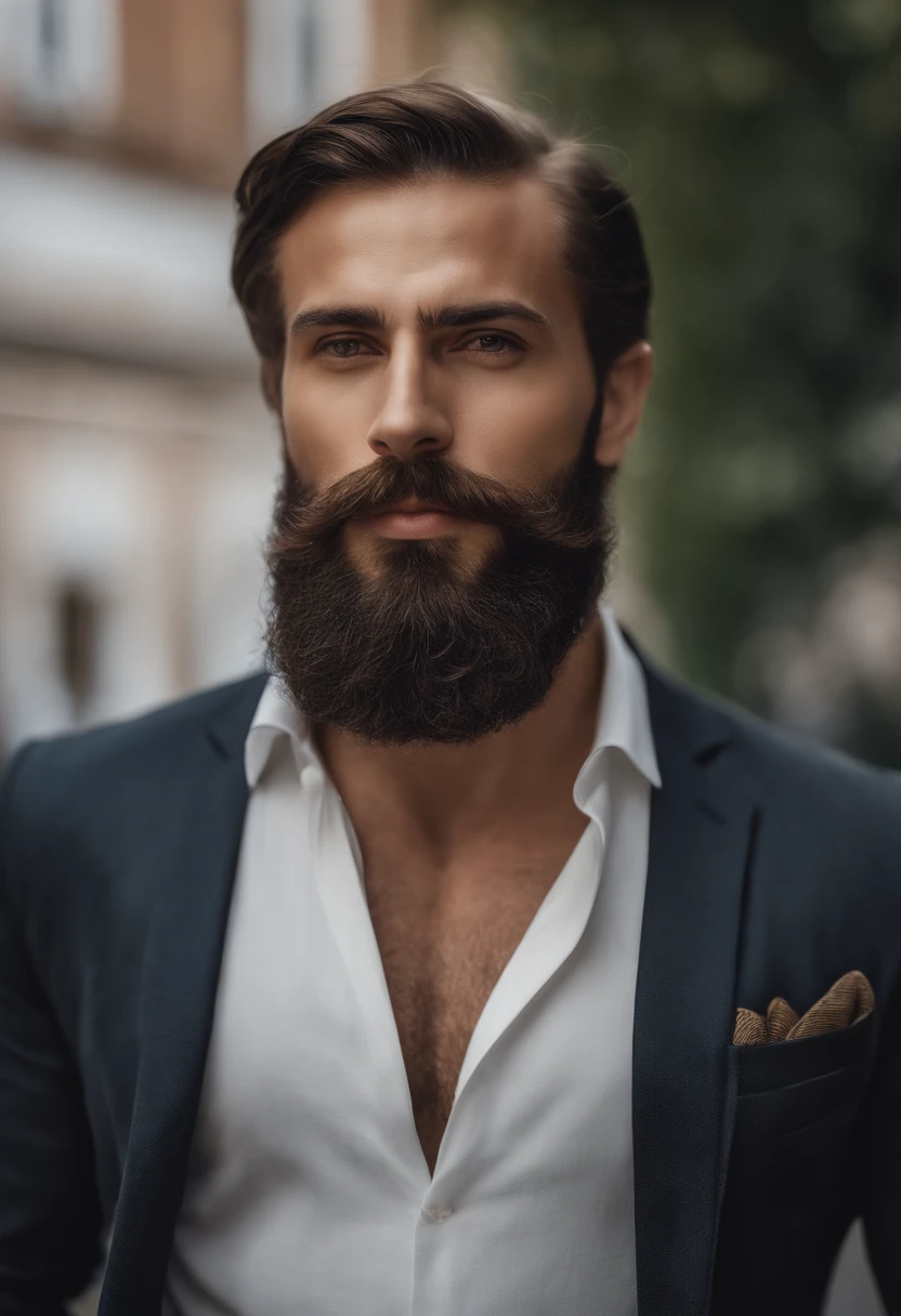 Man with beard and mustache in white shirt, Sehr attraktiver Mann mit Bart, gepflegte Gesichtsbehaarung, Pretty, breathtaking, realistic, Ultra-realistisches Bild, natural mustache, soft portrait shot 8 k, Highly detailed portrait, dicker Schnurrbart, Hyperrealistischer Stil, thin beard, kurze Gesichtsbehaarung, Bartstoppeln, Pretty, detailliertes Gesicht, ultra realistic portrait