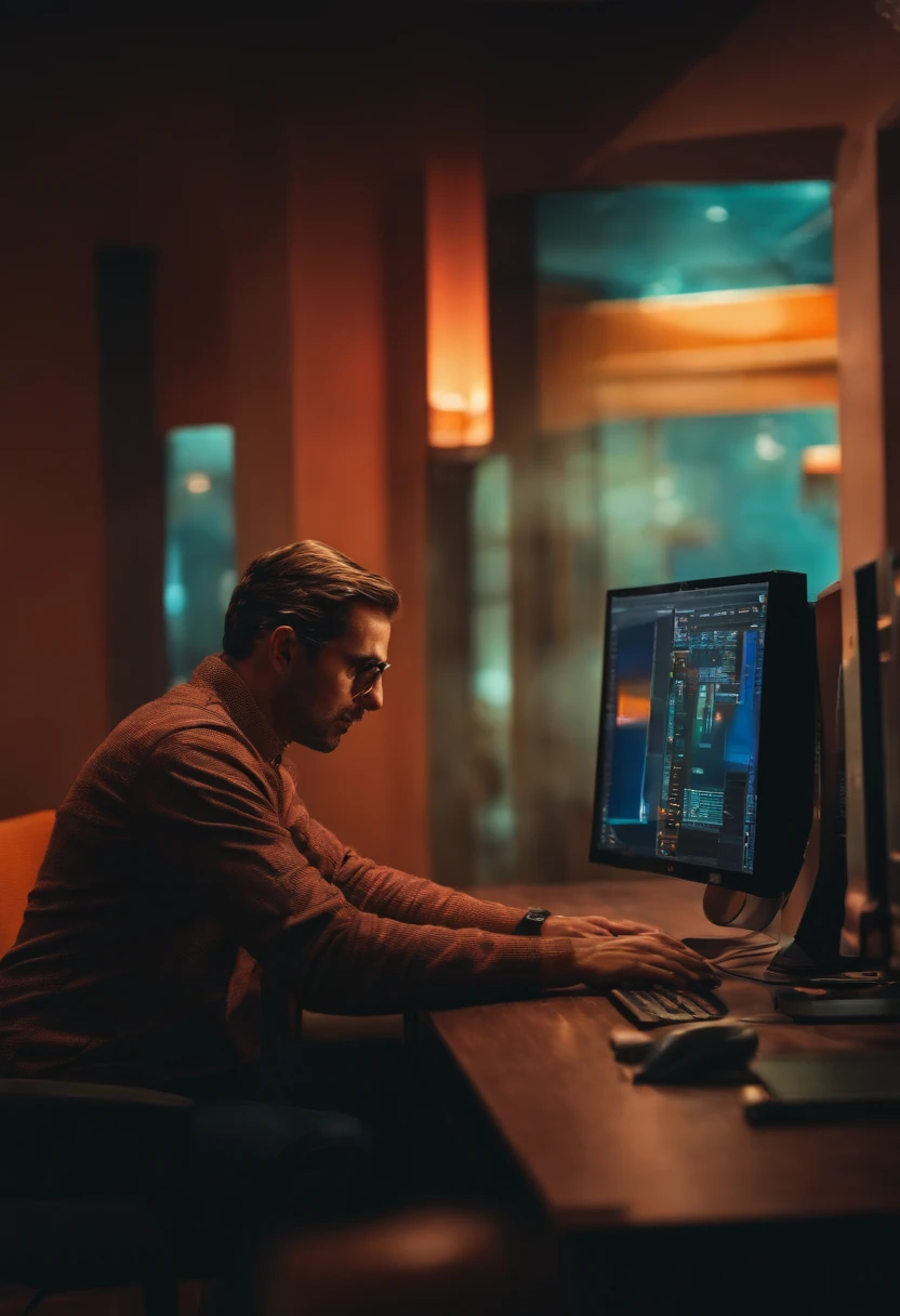 a man infront of a computer