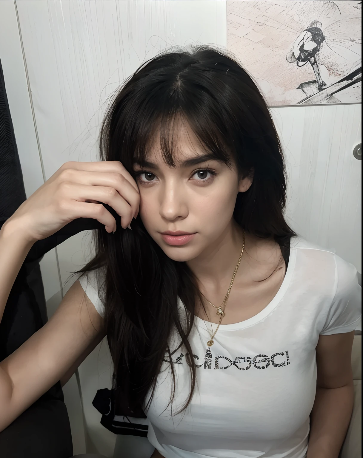 A baby girl in black t shirt